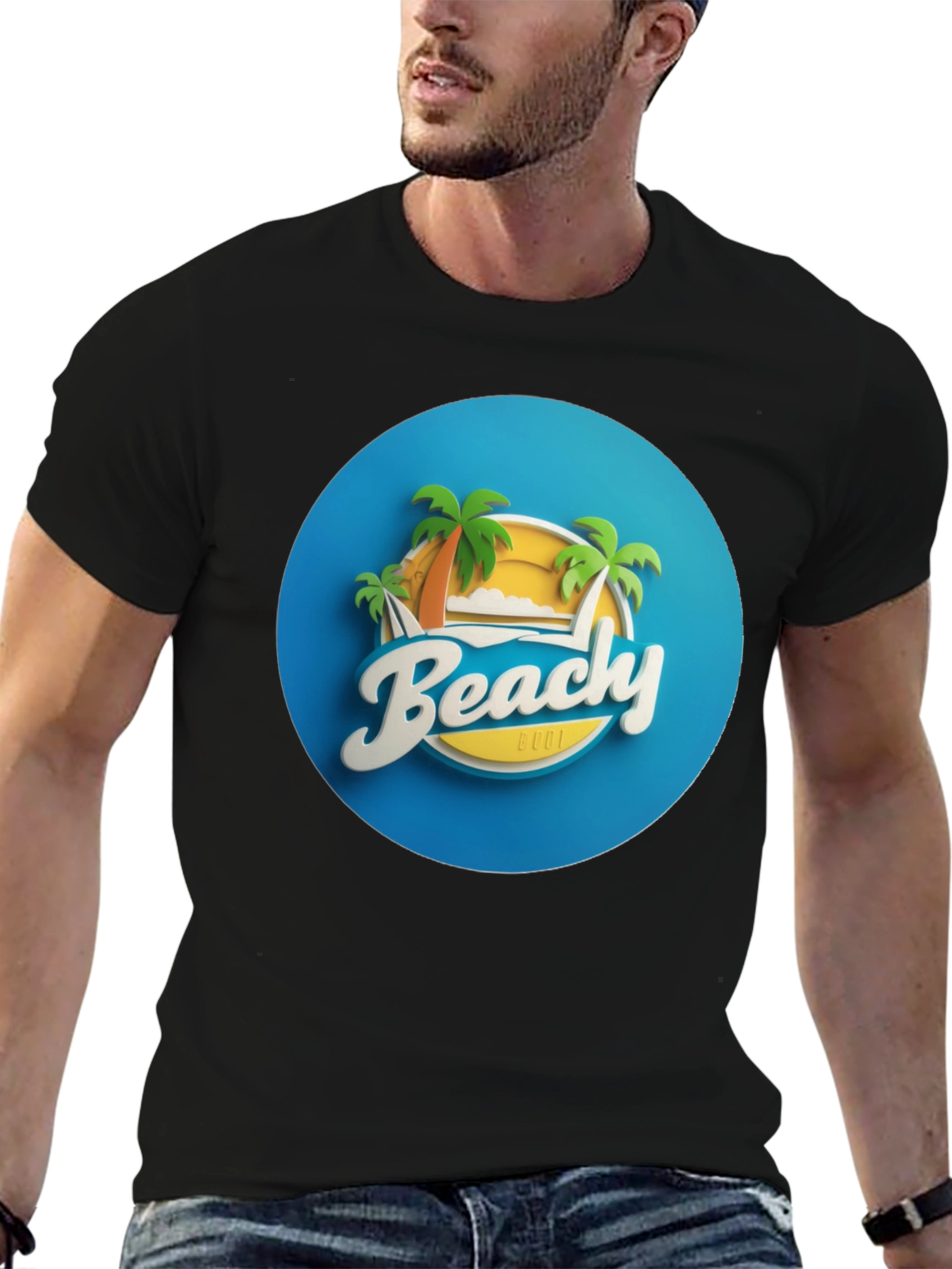 Black Beachy Cool Graphic T-Shirt view 6