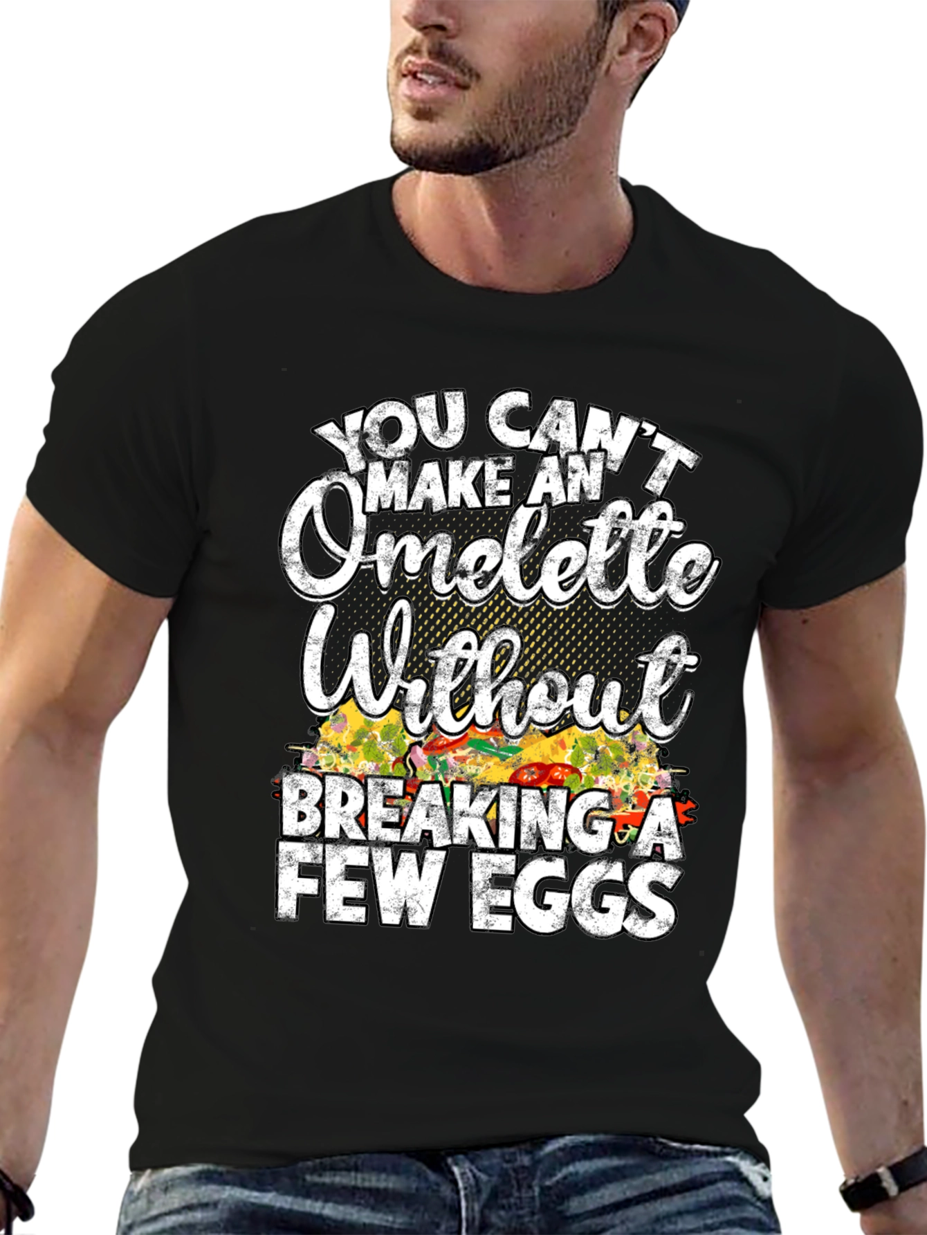 Black Funny Omelette Graphic T-Shirt - Chef Gift view 6