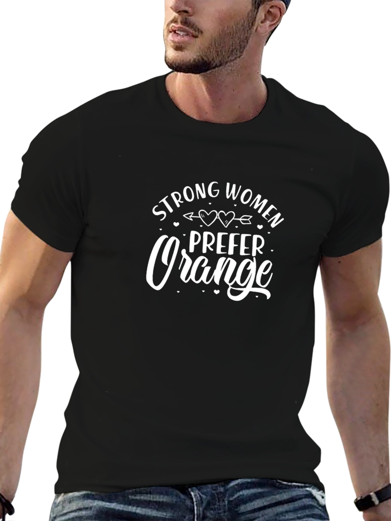 Black Strong Women Prefer Orange Graphic Tee view 6