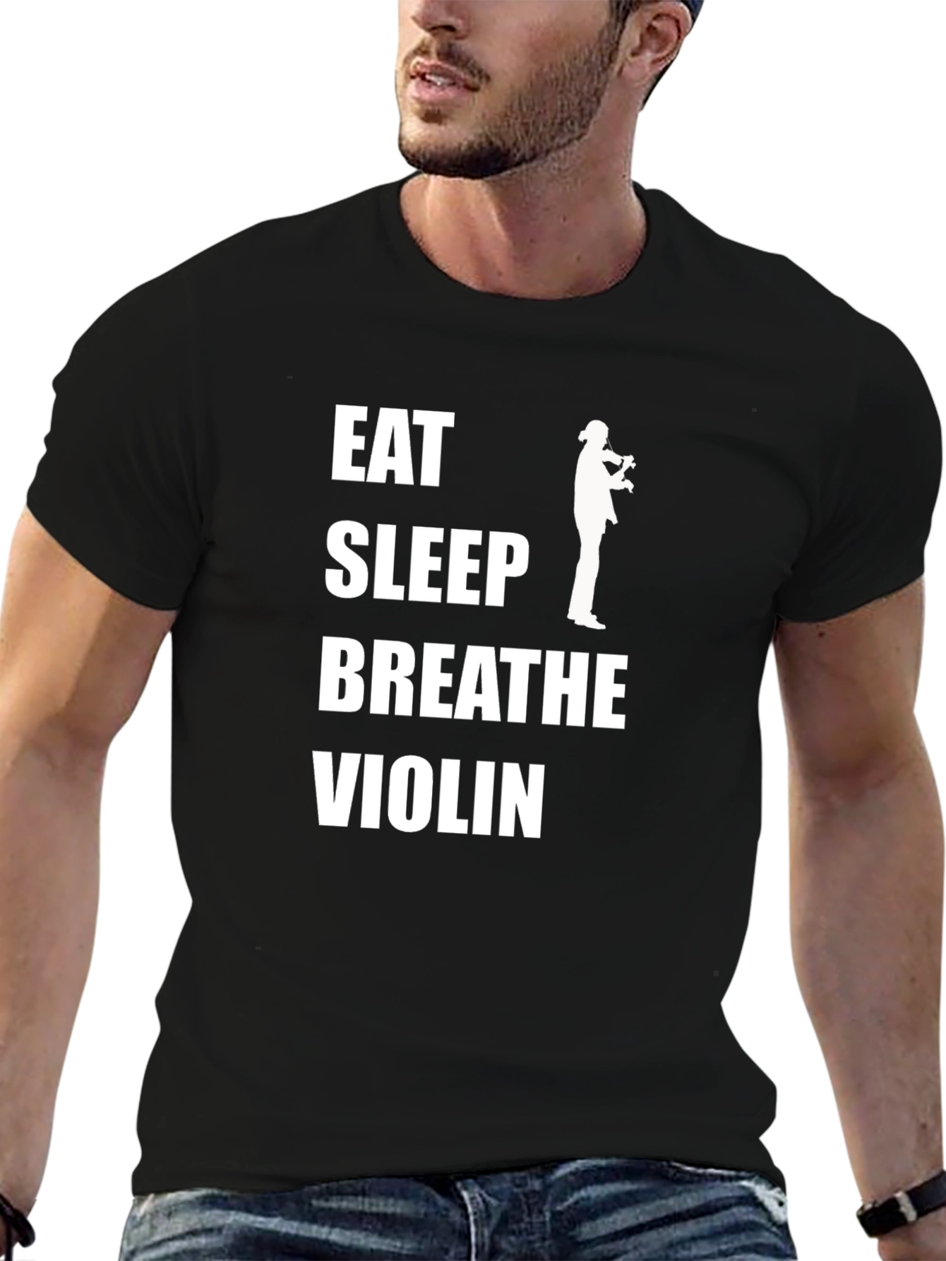 Black Eat Sleep Breathe Violin T-Shirt view 6