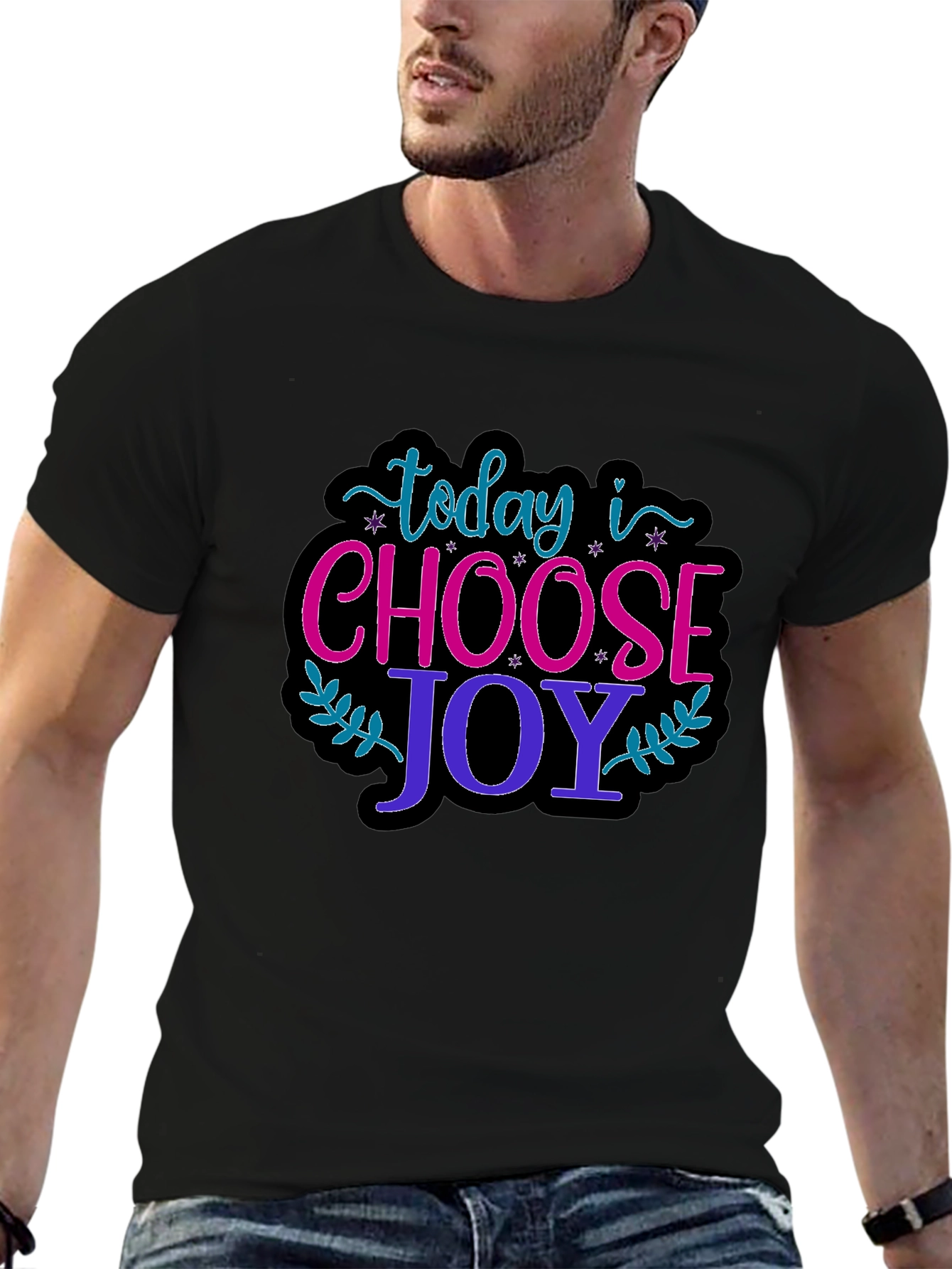 Black Choose Joy Graphic T-Shirt - Positive Vibes Only! view 6