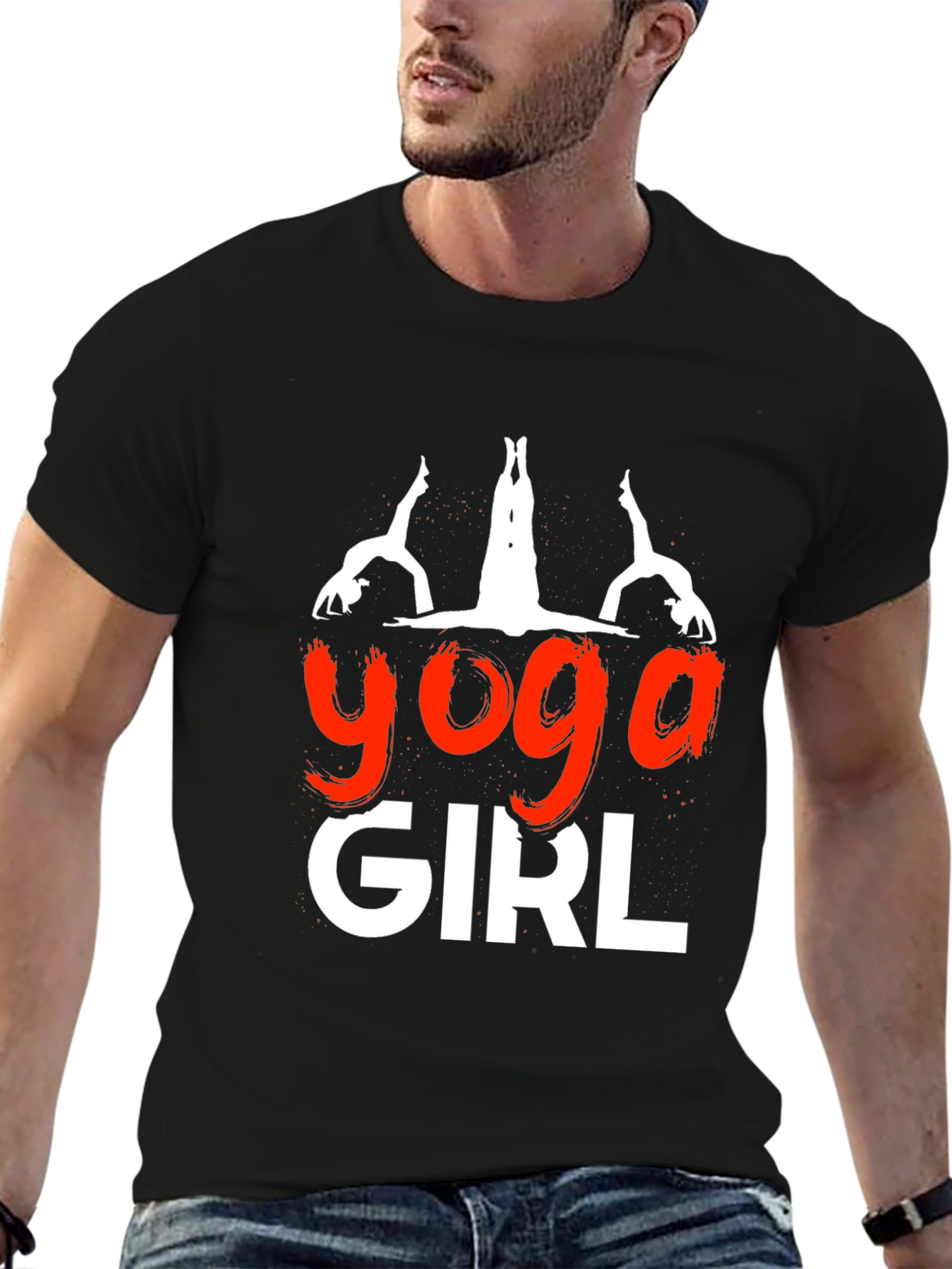Black Yoga Girl Graphic Tee - Soft Cotton Blend view 6