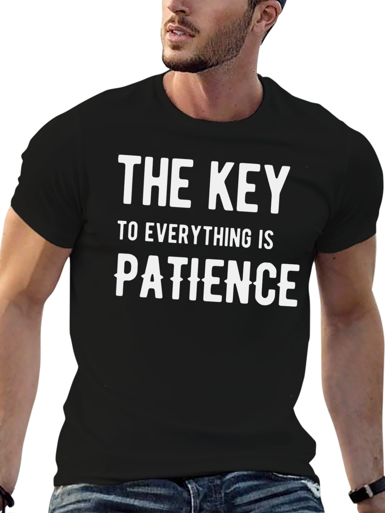 Black Patience is Key Graphic Tee - Men's Black T-Shirt view 6