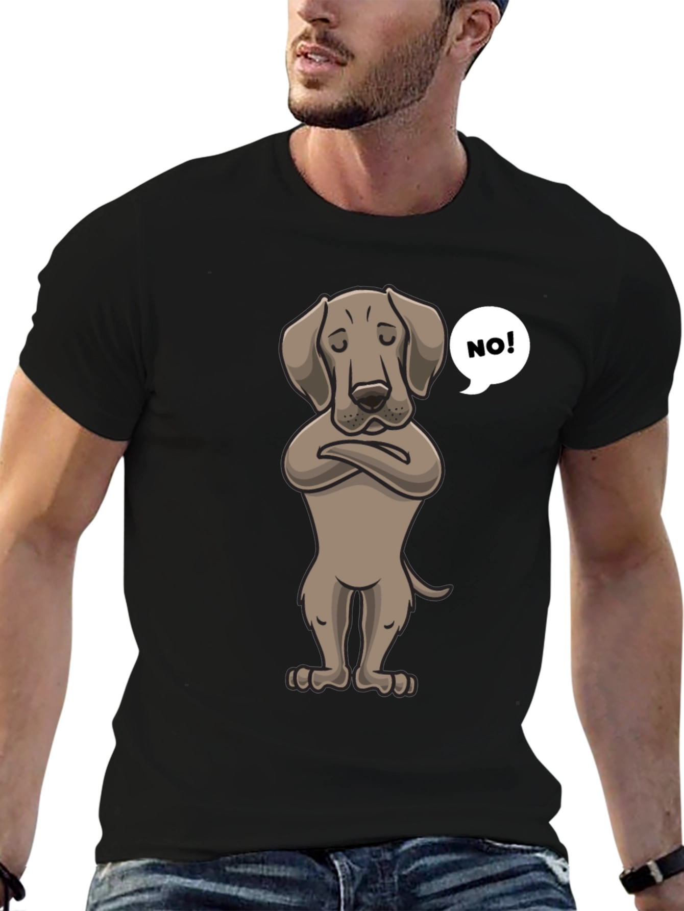 Black Grumpy Dog T-Shirt - Funny Pet Lover Tee view 6
