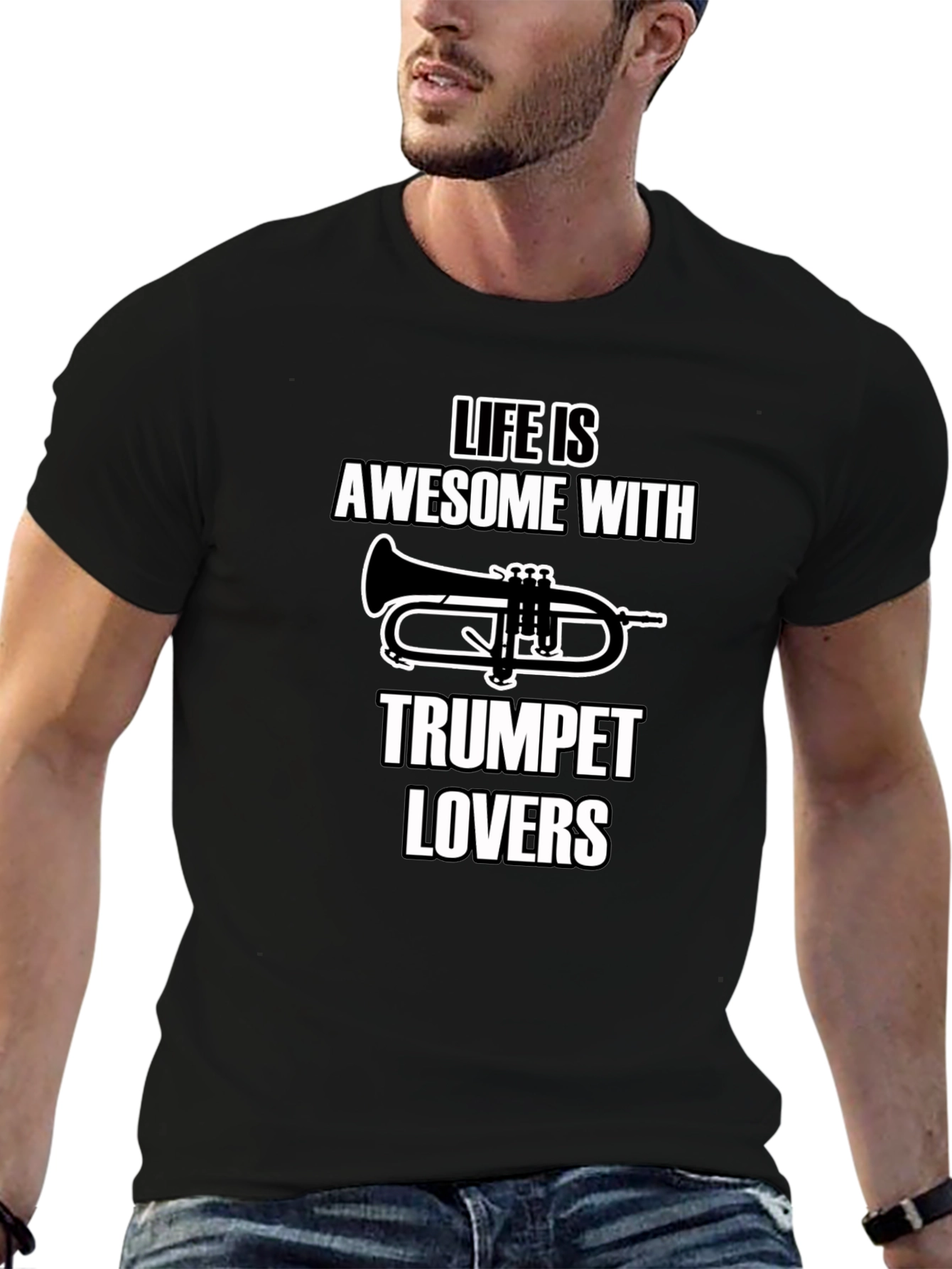 Black Awesome Trumpet Lovers Graphic Tee view 6