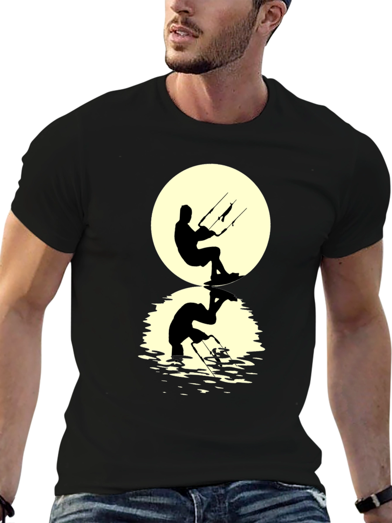 Black Kite Surfer Silhouette Graphic Tee view 6