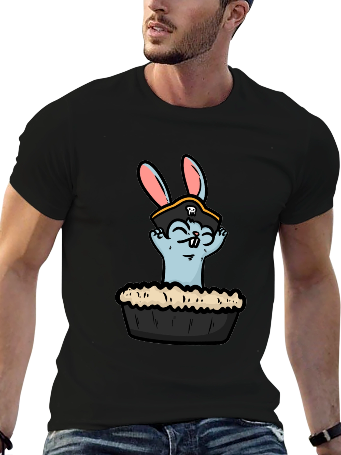 Black Pirate Pie Bunny T-Shirt view 6