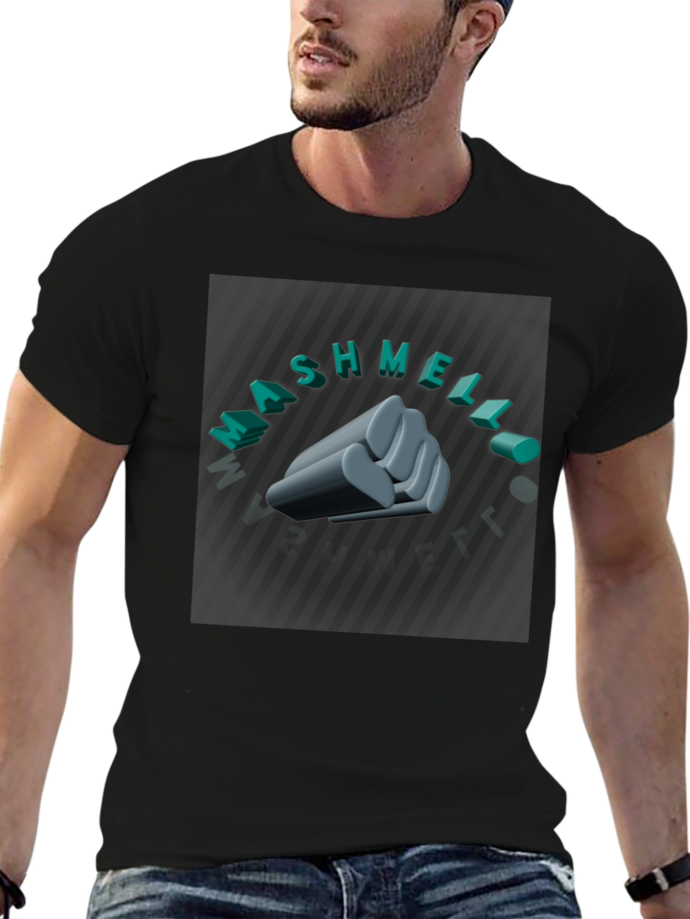 Black Mashmellow Fist Black Graphic Tee view 6