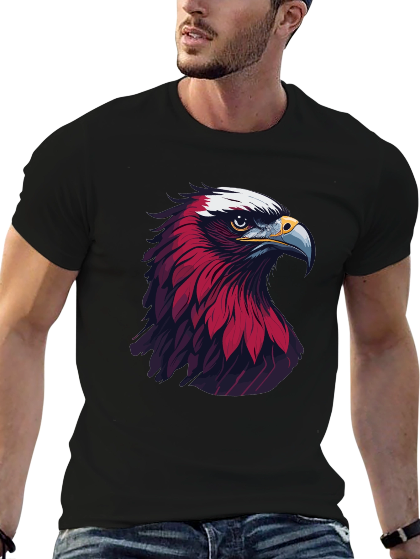 Black Eagle Graphic Print Black T-Shirt view 6