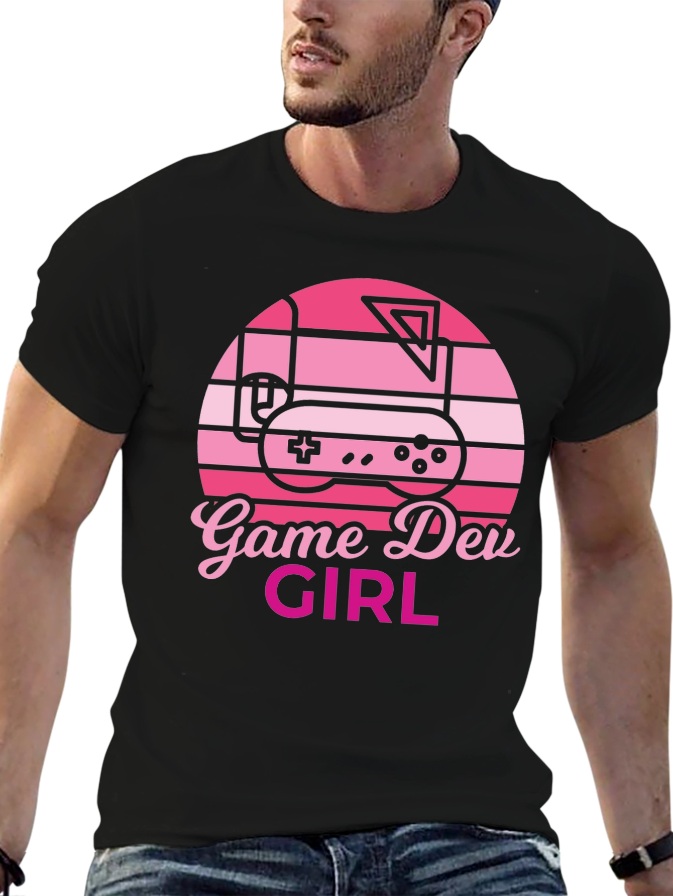Black Game Dev Girl Retro Style T-Shirt view 6