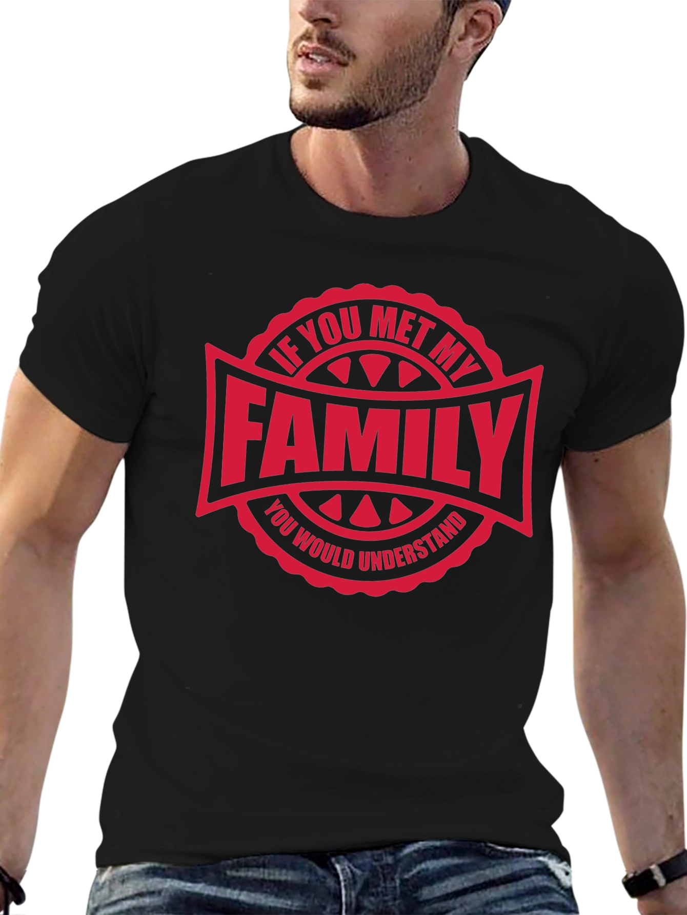 Black Funny Family T-Shirt - "If You Met My Family" view 6
