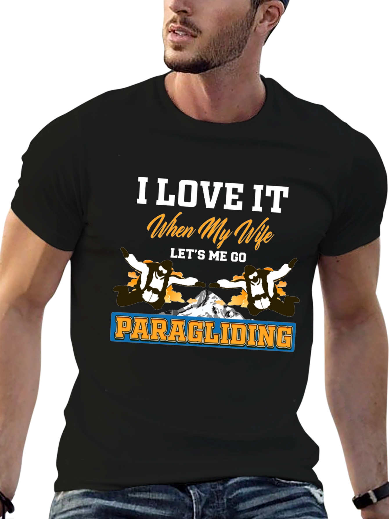 Black Paragliding T-Shirt: I Love It When My Wife Lets Me Go view 6