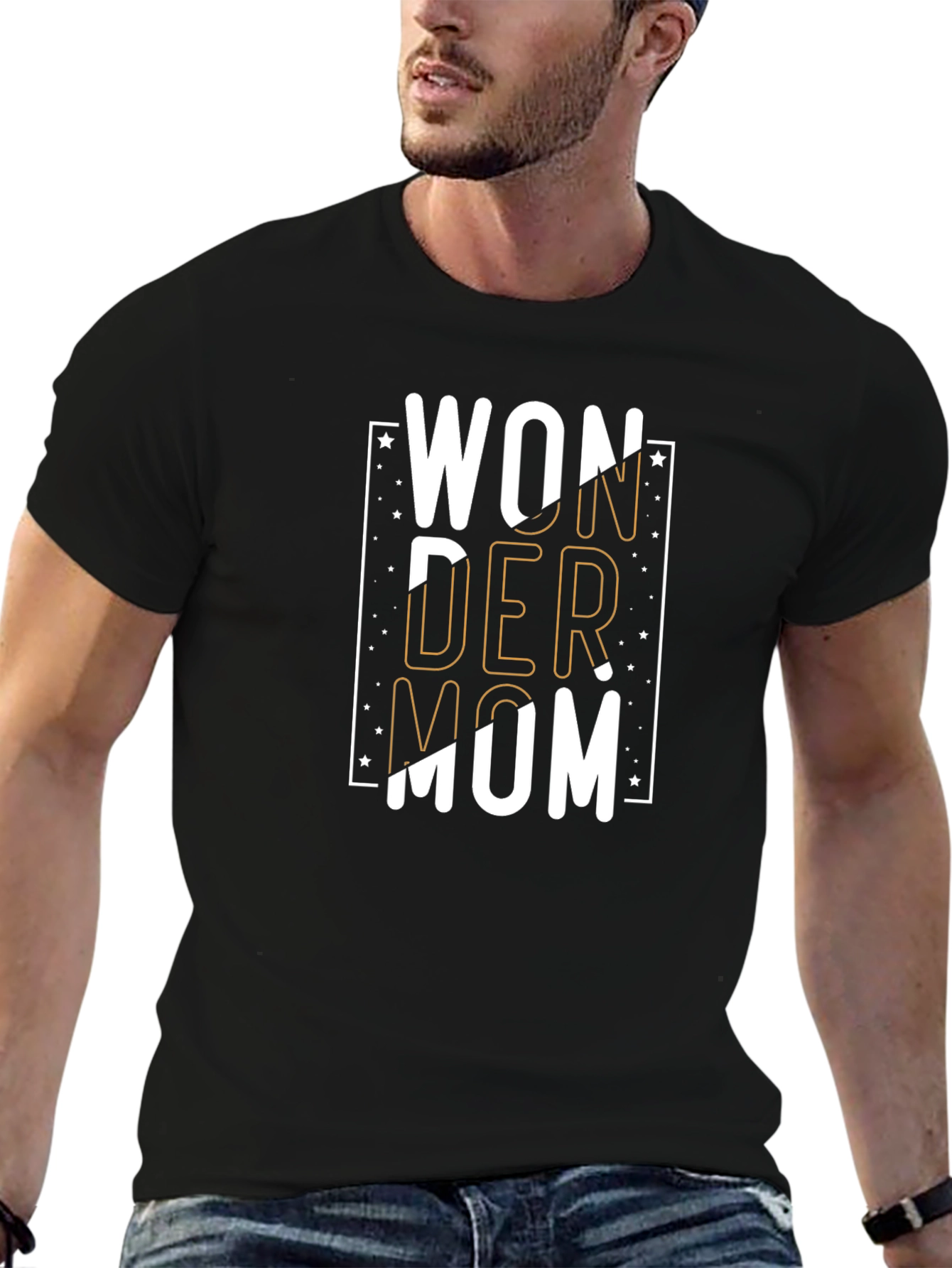 Black Wonder Mom Black Graphic T-Shirt view 6