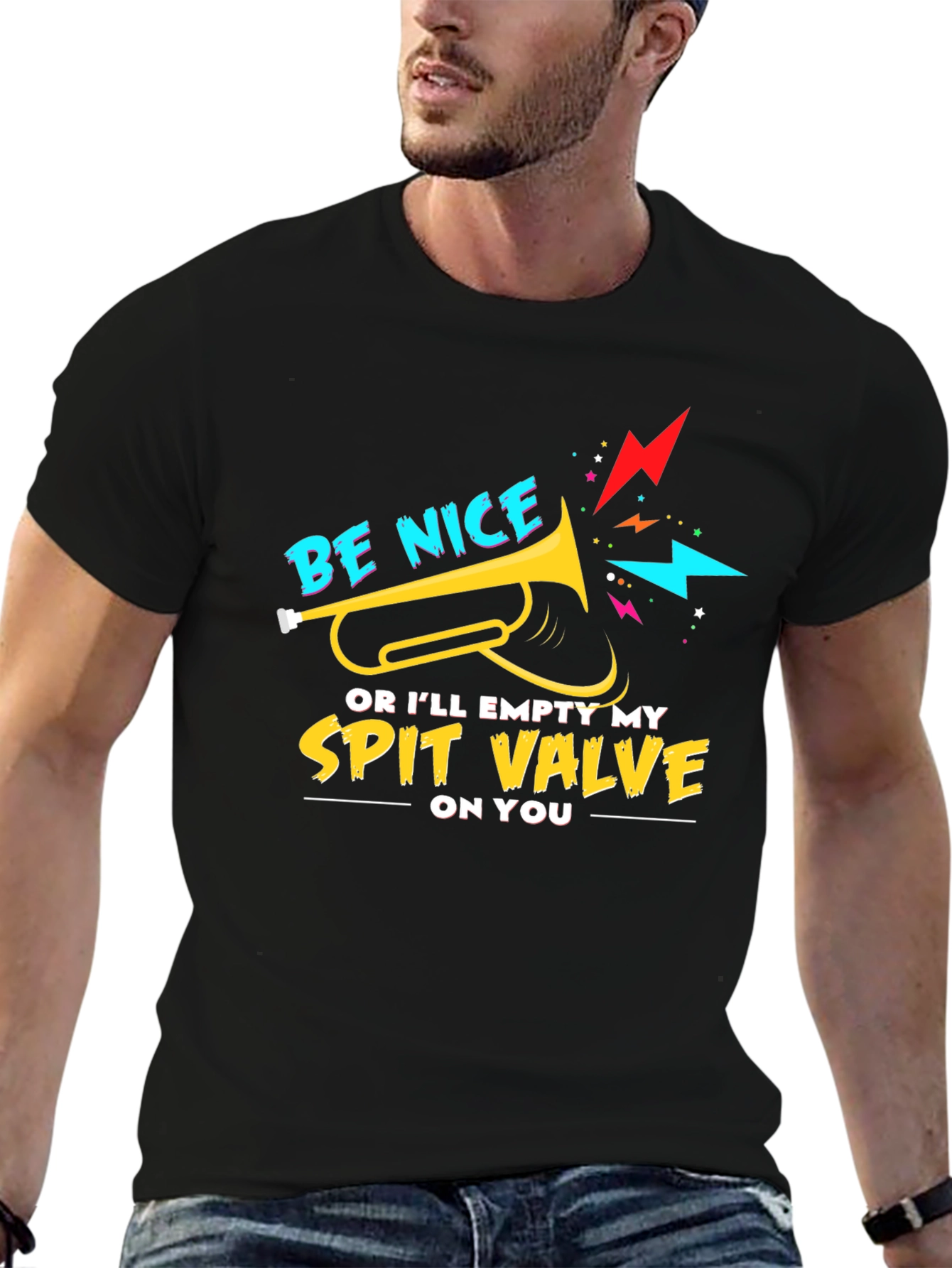 Black Be Nice Spit Valve Graphic Tee view 6