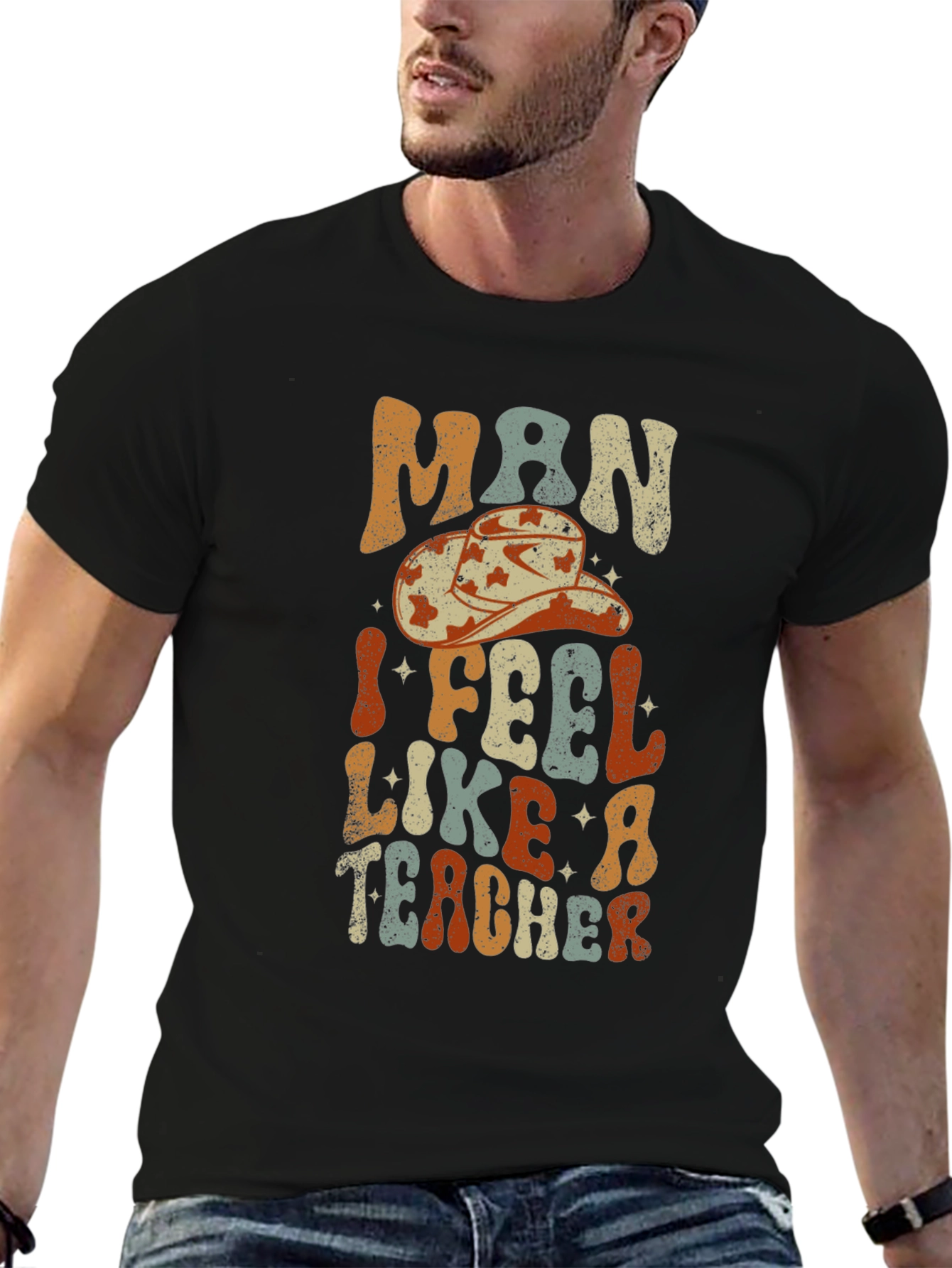 Black Man I Feel Like a Teacher Graphic T-Shirt view 6
