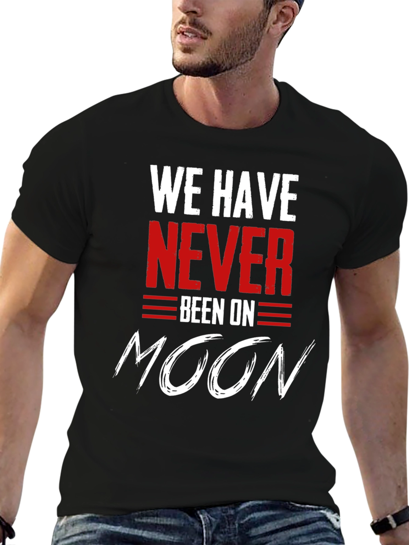 Black We Have Never Been On Moon T-Shirt view 6