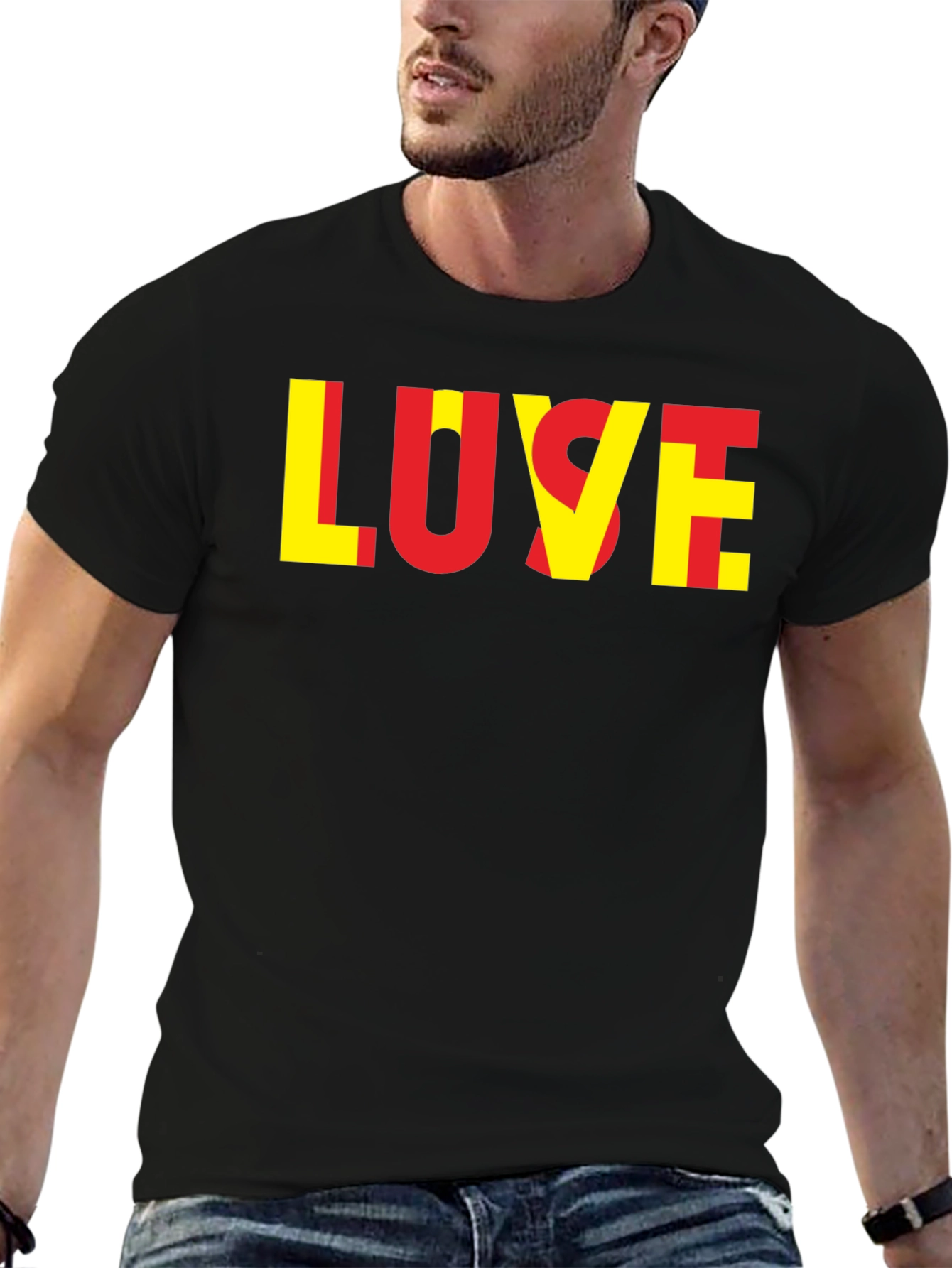 Black LOVE Graphic Tee - Black Casual T-Shirt view 6