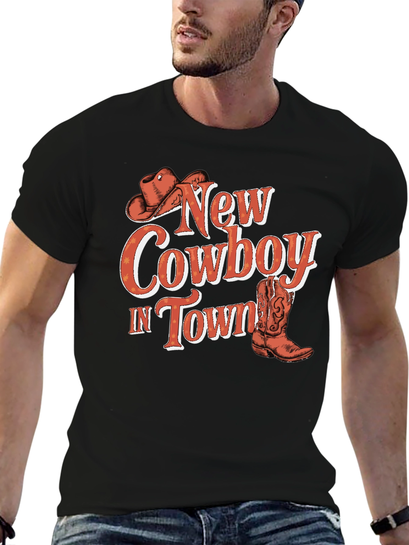 Black New Cowboy in Town Graphic T-Shirt view 6