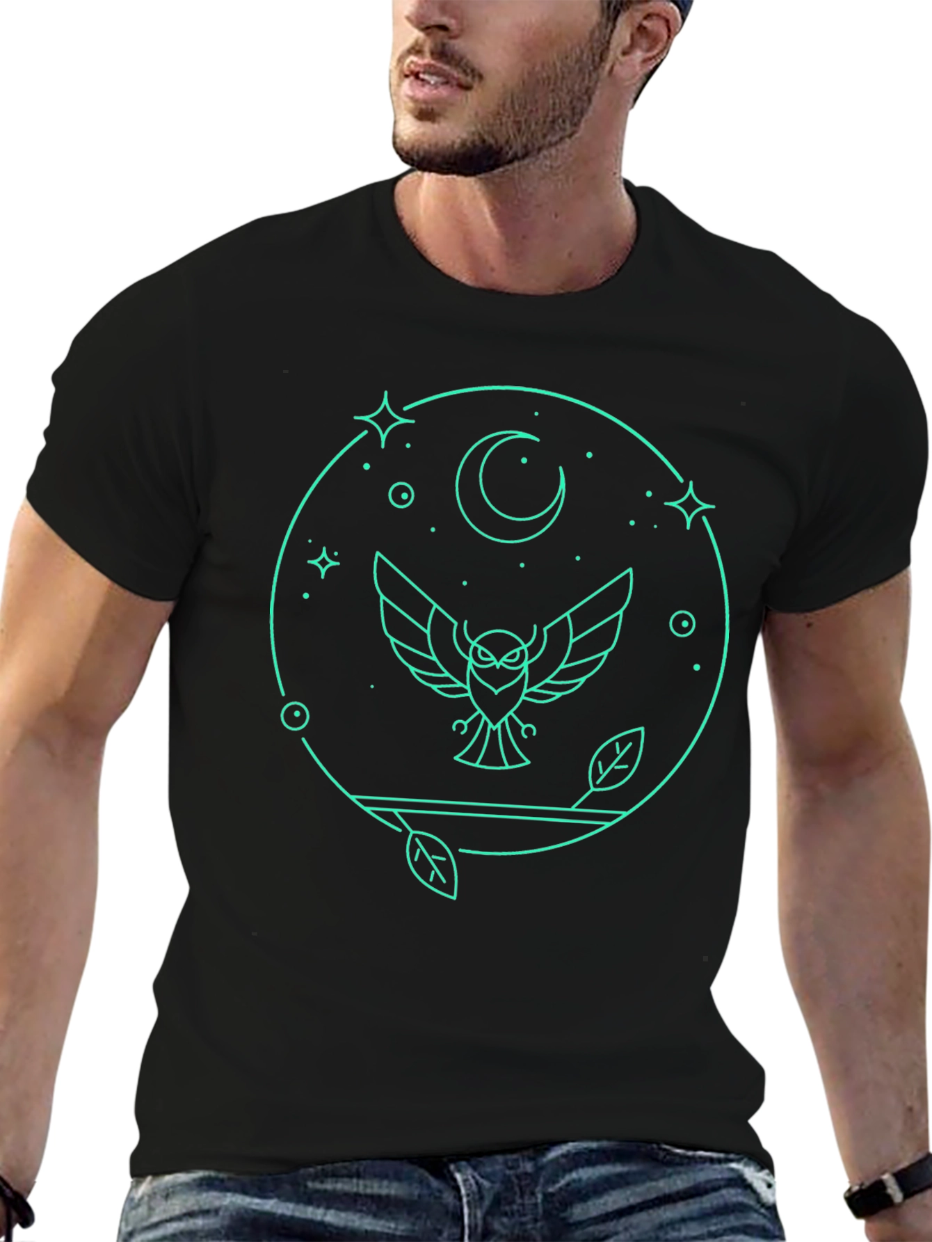 Black Owl Moon Graphic Tee - Stylish & Unique Black T-Shirt view 6