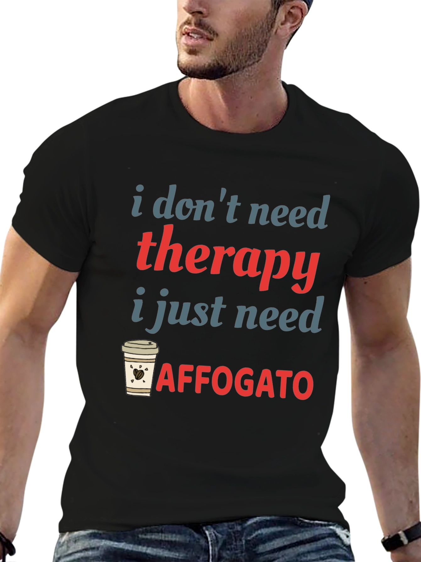 Black Therapy Affogato Graphic Tee - Coffee Lover T-Shirt view 6