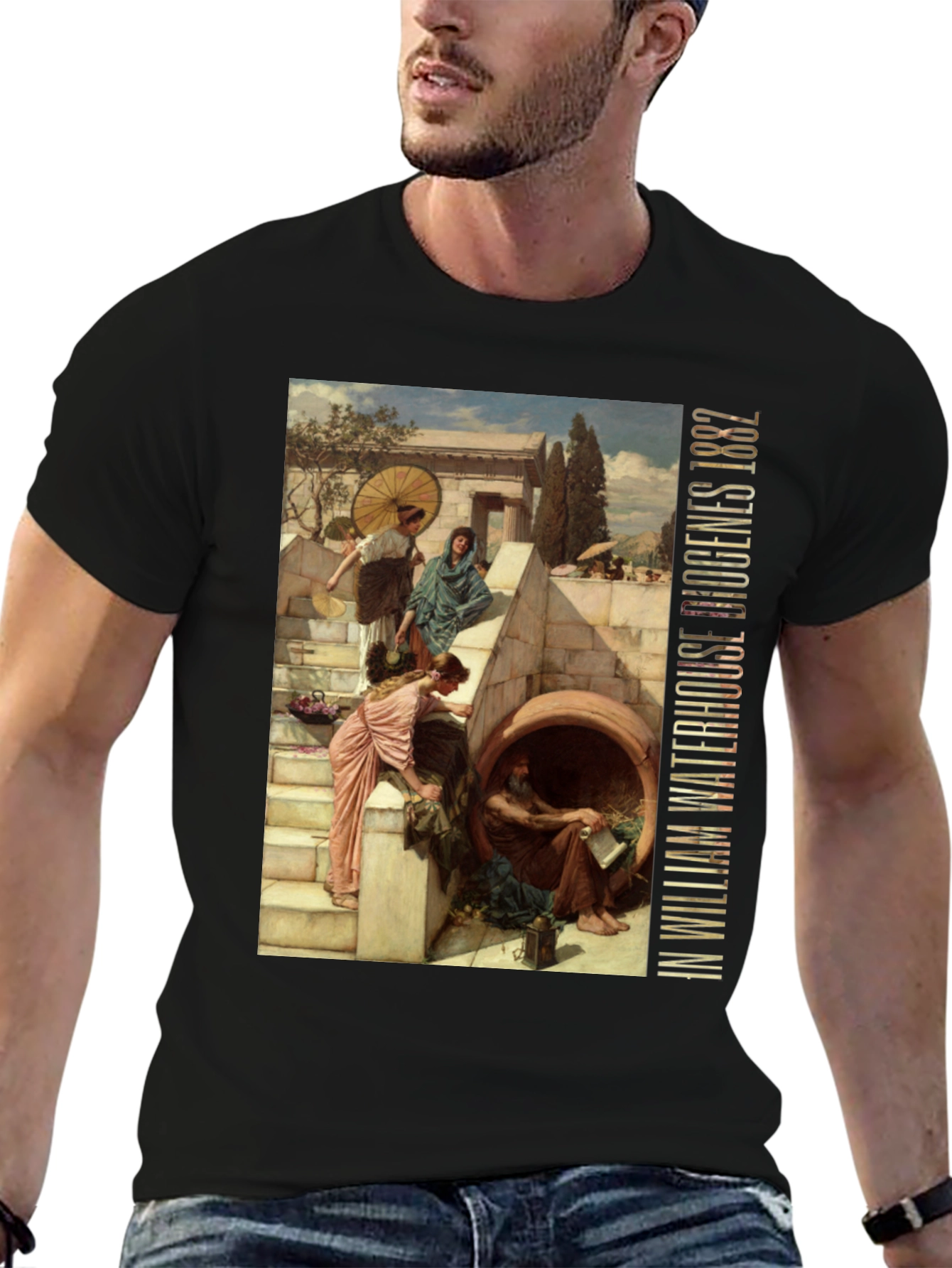 Black Diogenes Waterhouse 1882 T-Shirt view 6