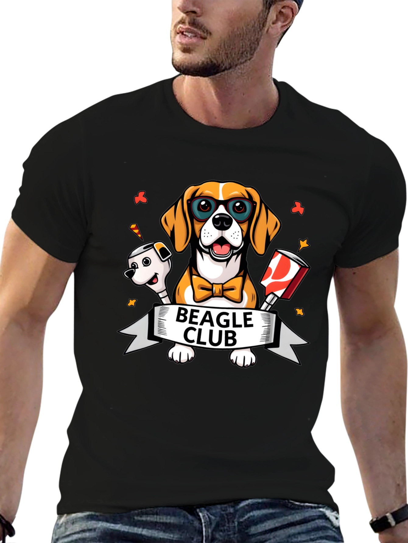 Black Beagle Club T-Shirt - Cute Dog Graphic Tee view 6