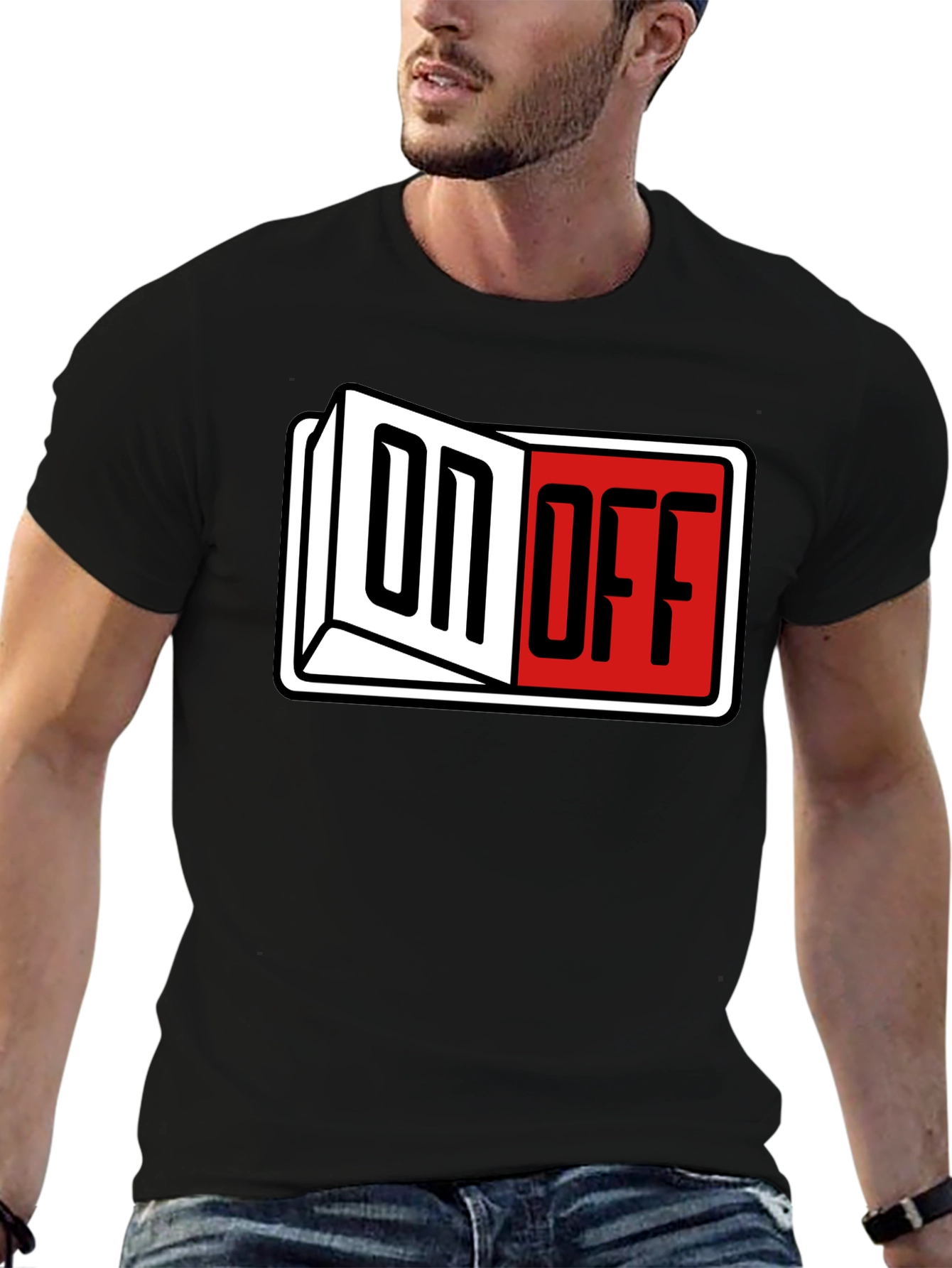 Black On Off Graphic T-Shirt view 6