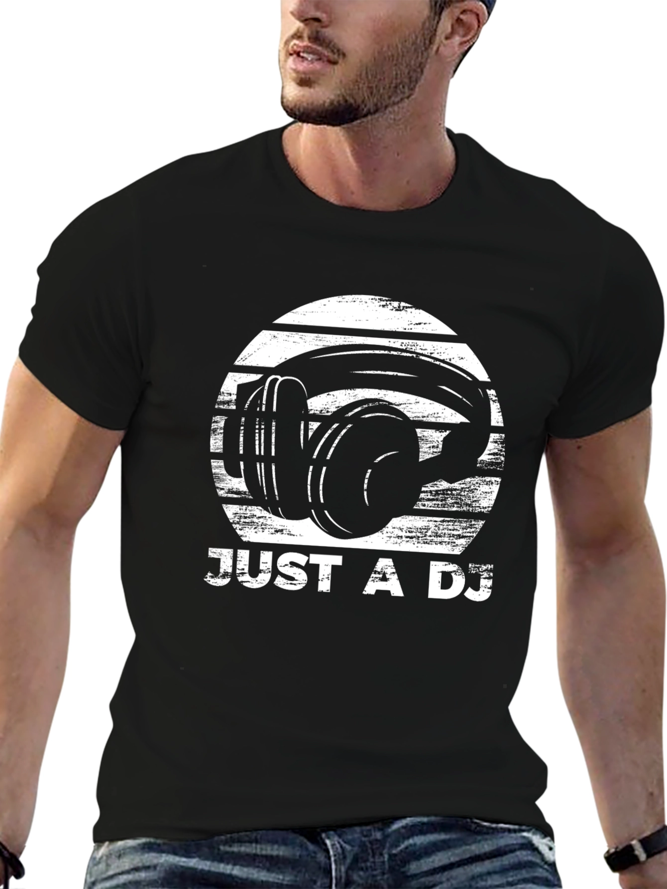 Black Just A DJ T-Shirt - Black Graphic Tee view 6
