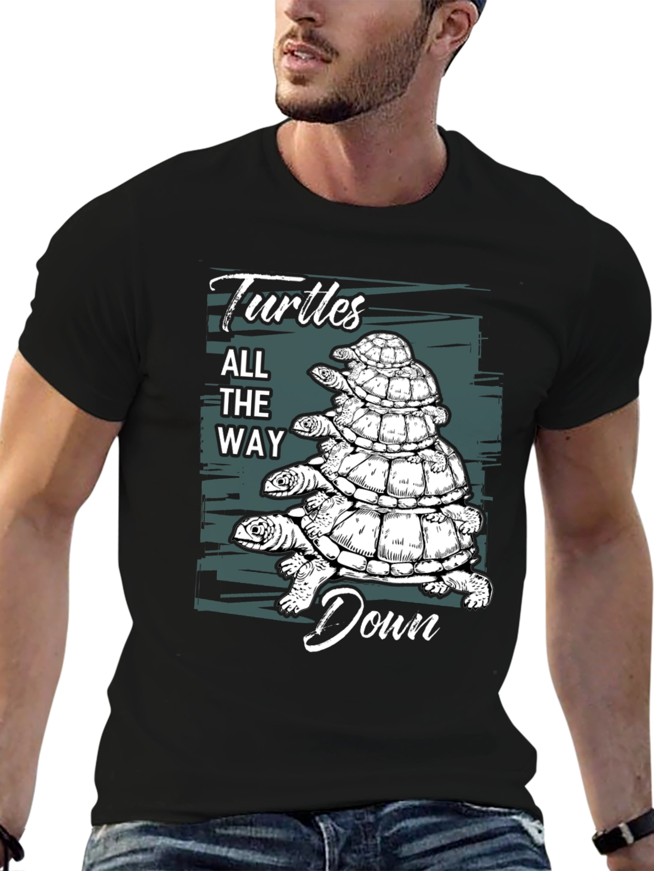 Black Turtles All The Way Down Graphic T-Shirt view 6