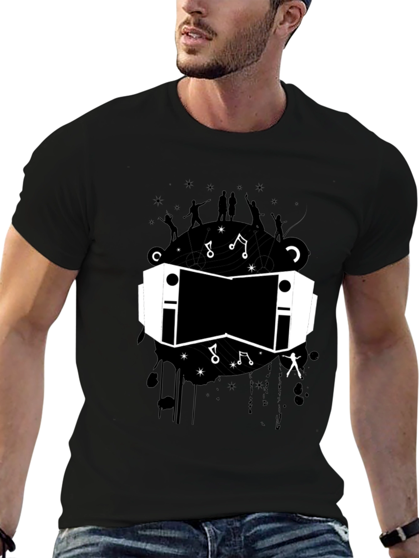 Black VR Headset Graphic Tee - Unisex Black T-Shirt view 6