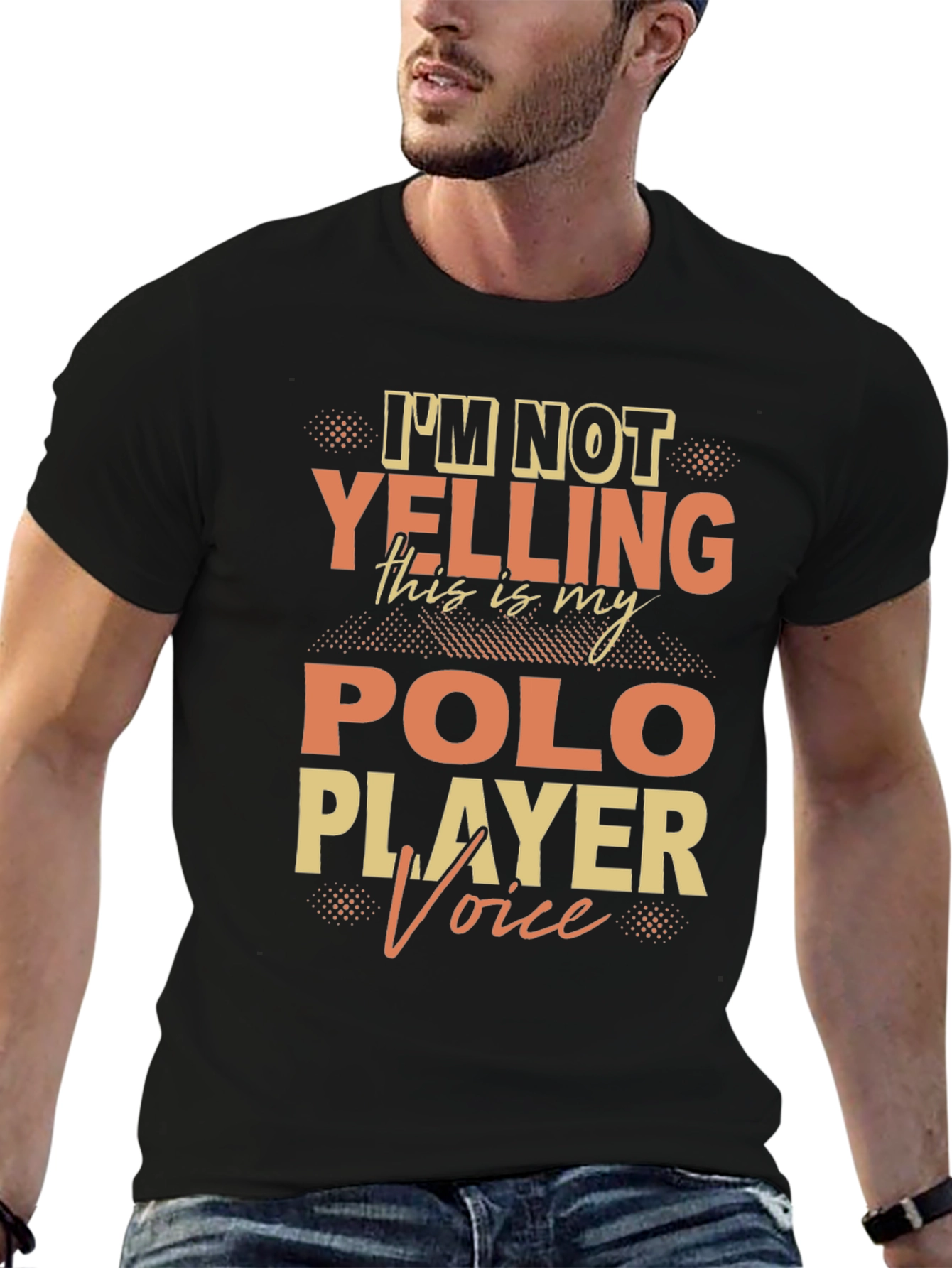 Black Polo Player Voice T-Shirt Funny Polo Tee view 6