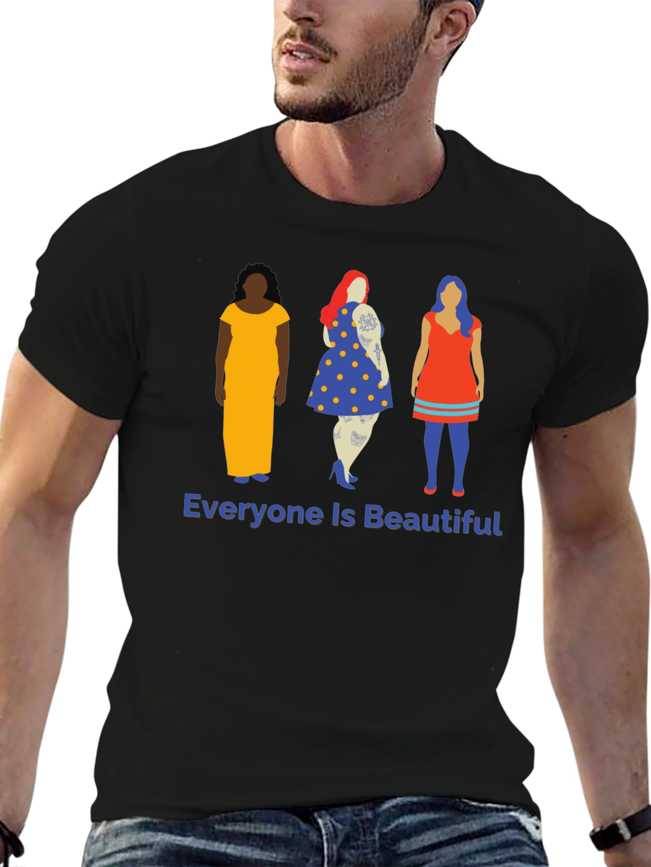 Black Everyone Is Beautiful Graphic Tee view 6