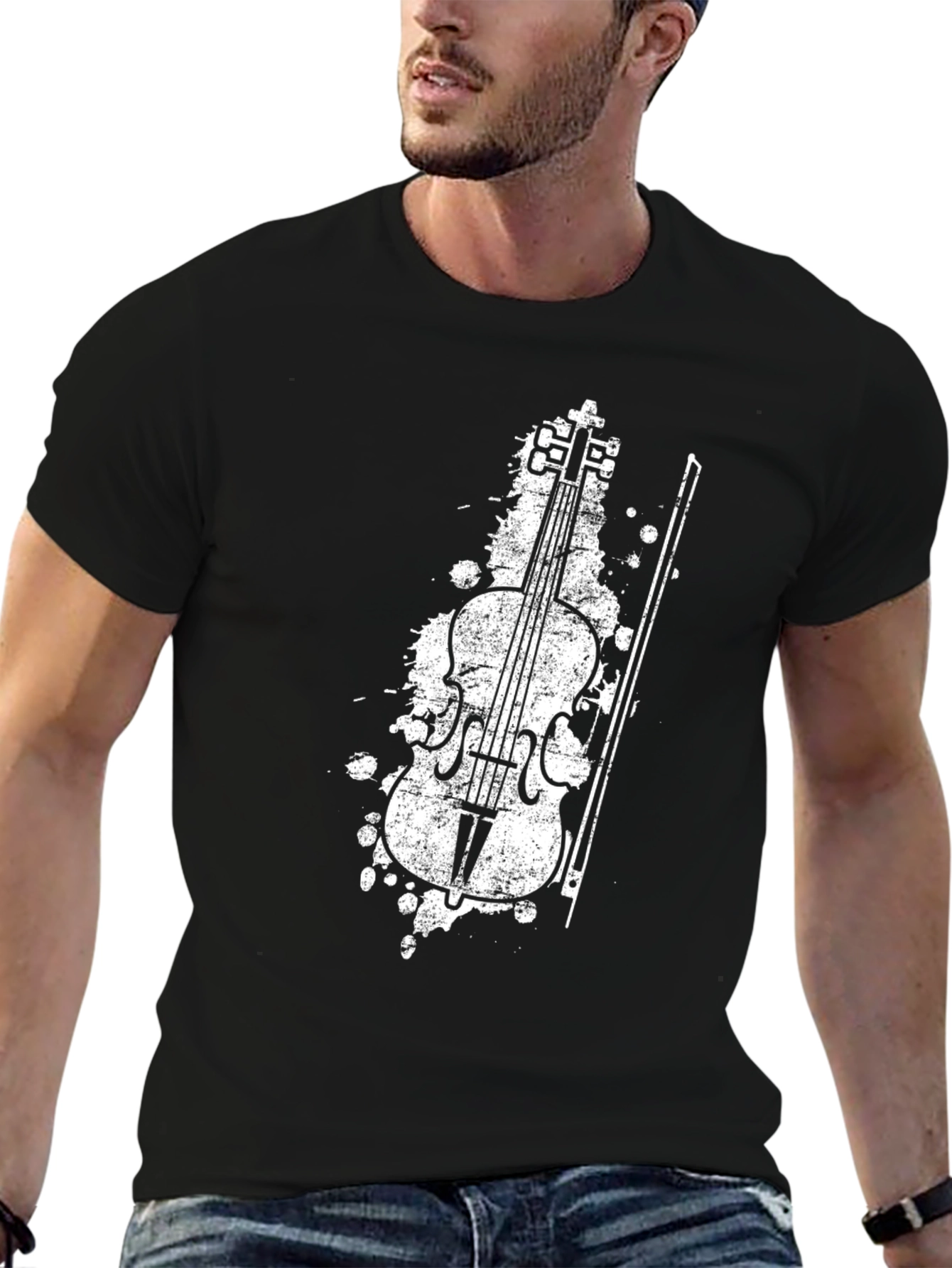 Black Violin Grunge Graphic Tee - Black view 6