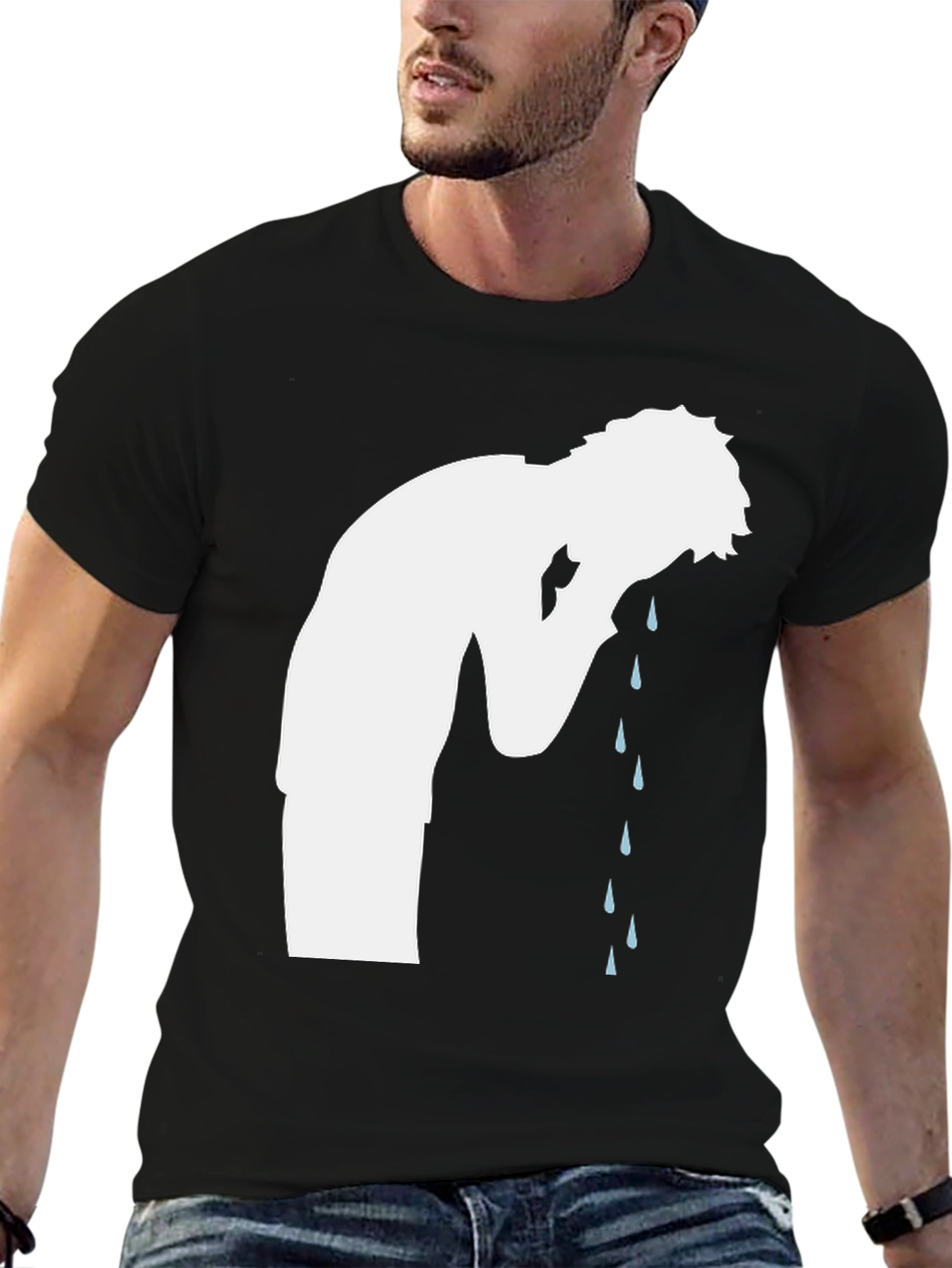 Black Emotional Graphic T-Shirt - Black, Casual Wear view 6