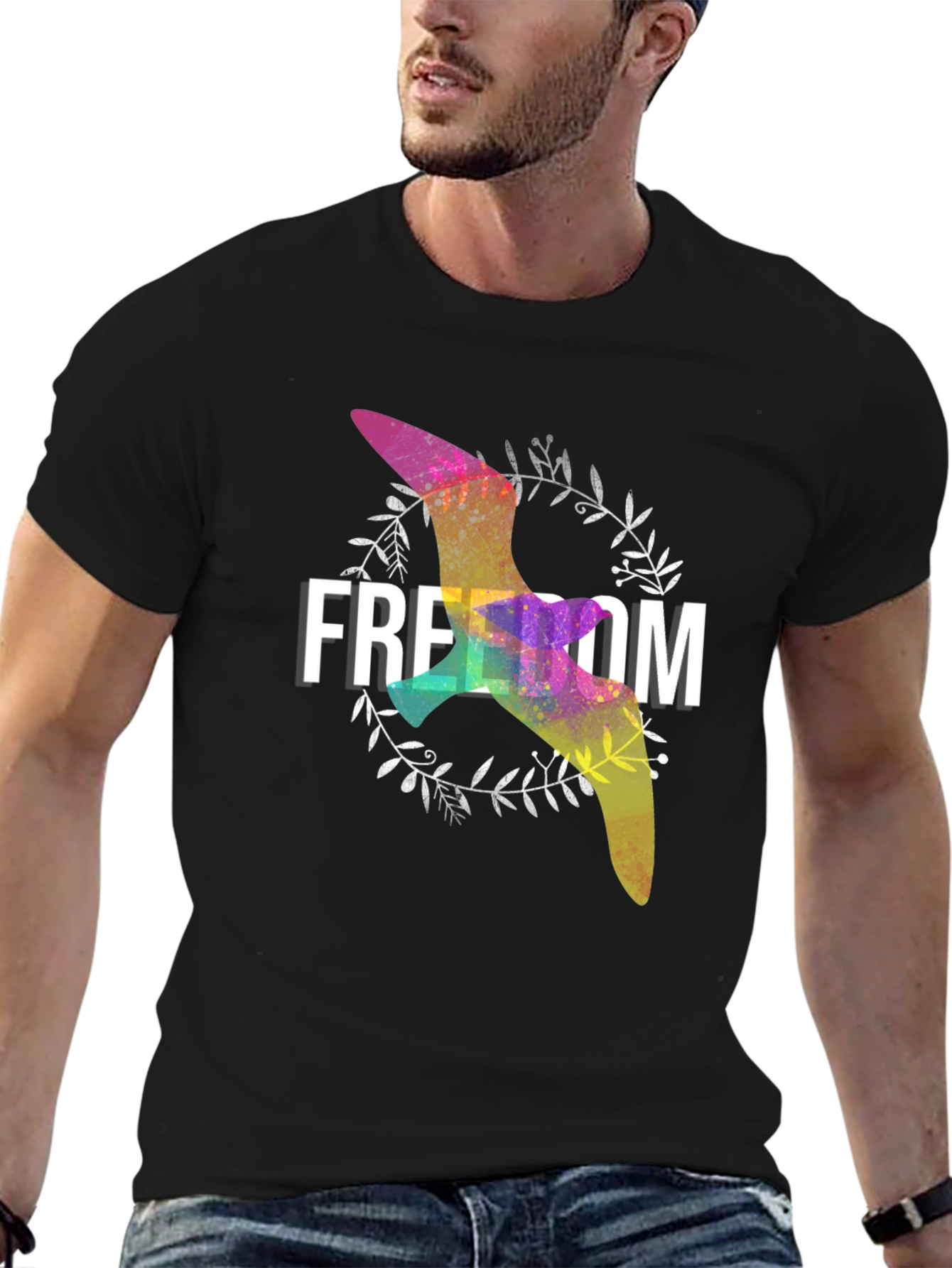 Black Freedom Bird Graphic Tee - Stylish Unisex Shirt view 6