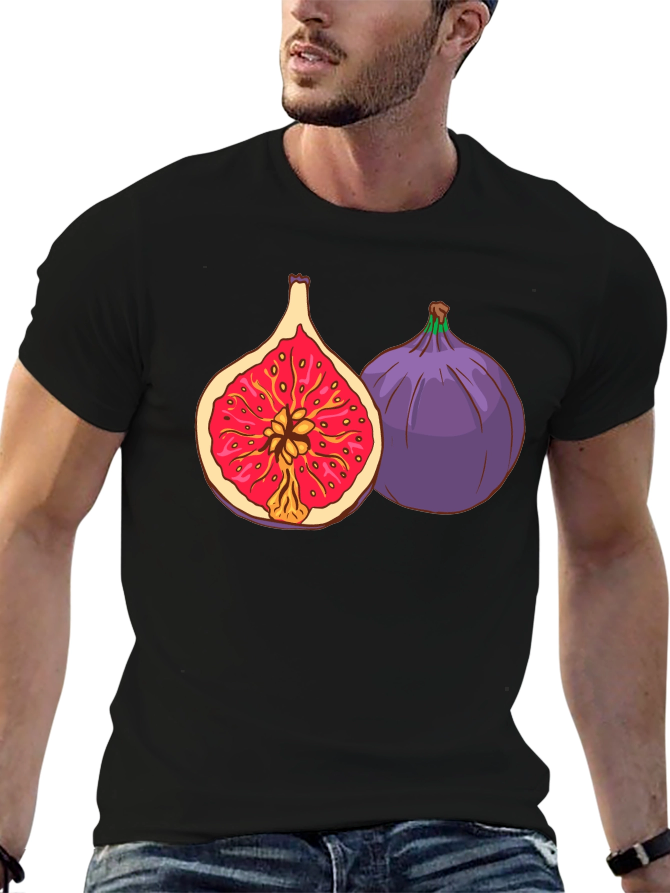 Black Fig Fruit Graphic Black T-Shirt view 6