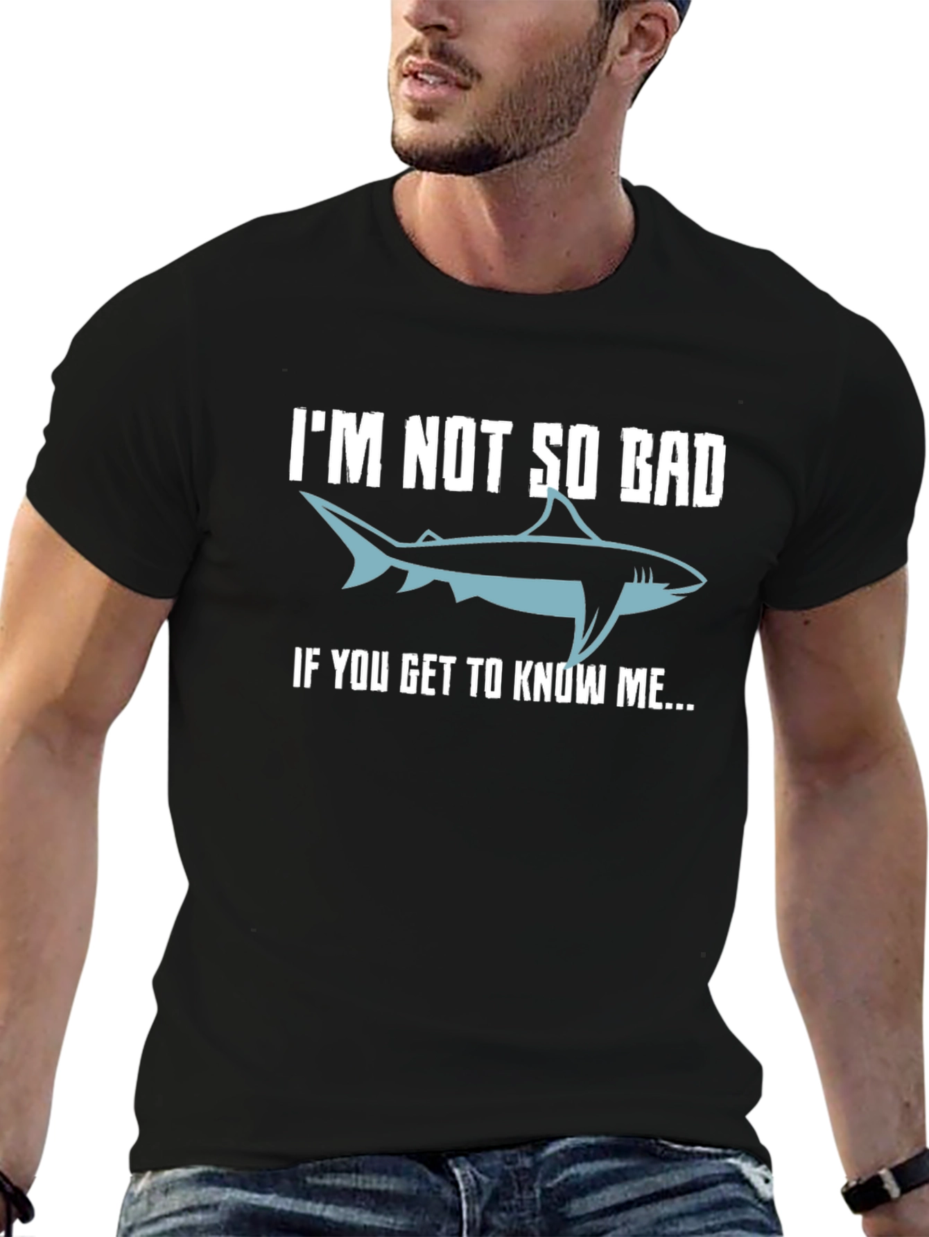 Black I'm Not So Bad Shark T-Shirt view 6