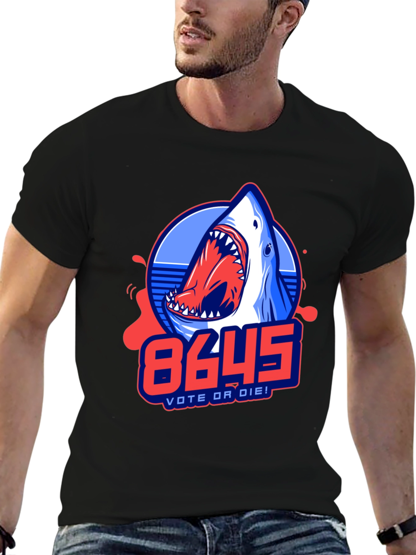 8645 Vote or Die Shark Graphic Tee - 6