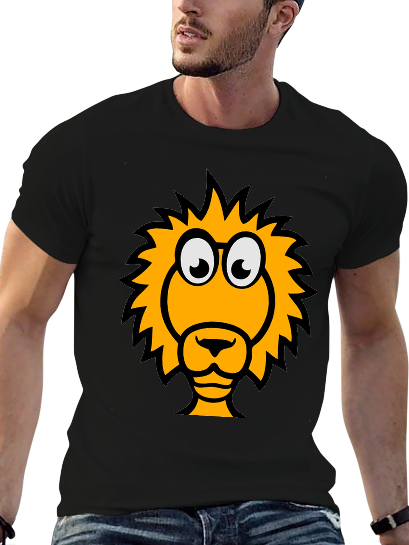 Black Lion Graphic Tee - Black Crew Neck T-Shirt view 6