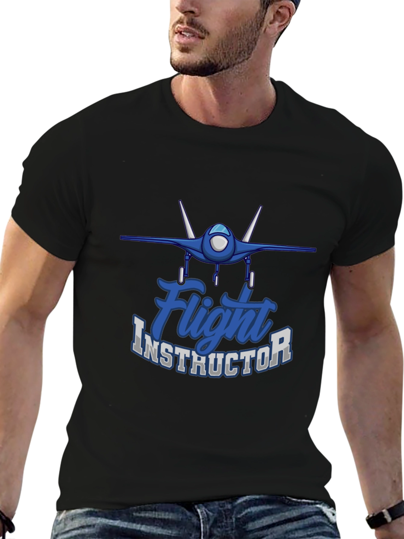 Black Flight Instructor T-Shirt - Aviation Teacher Apparel view 6