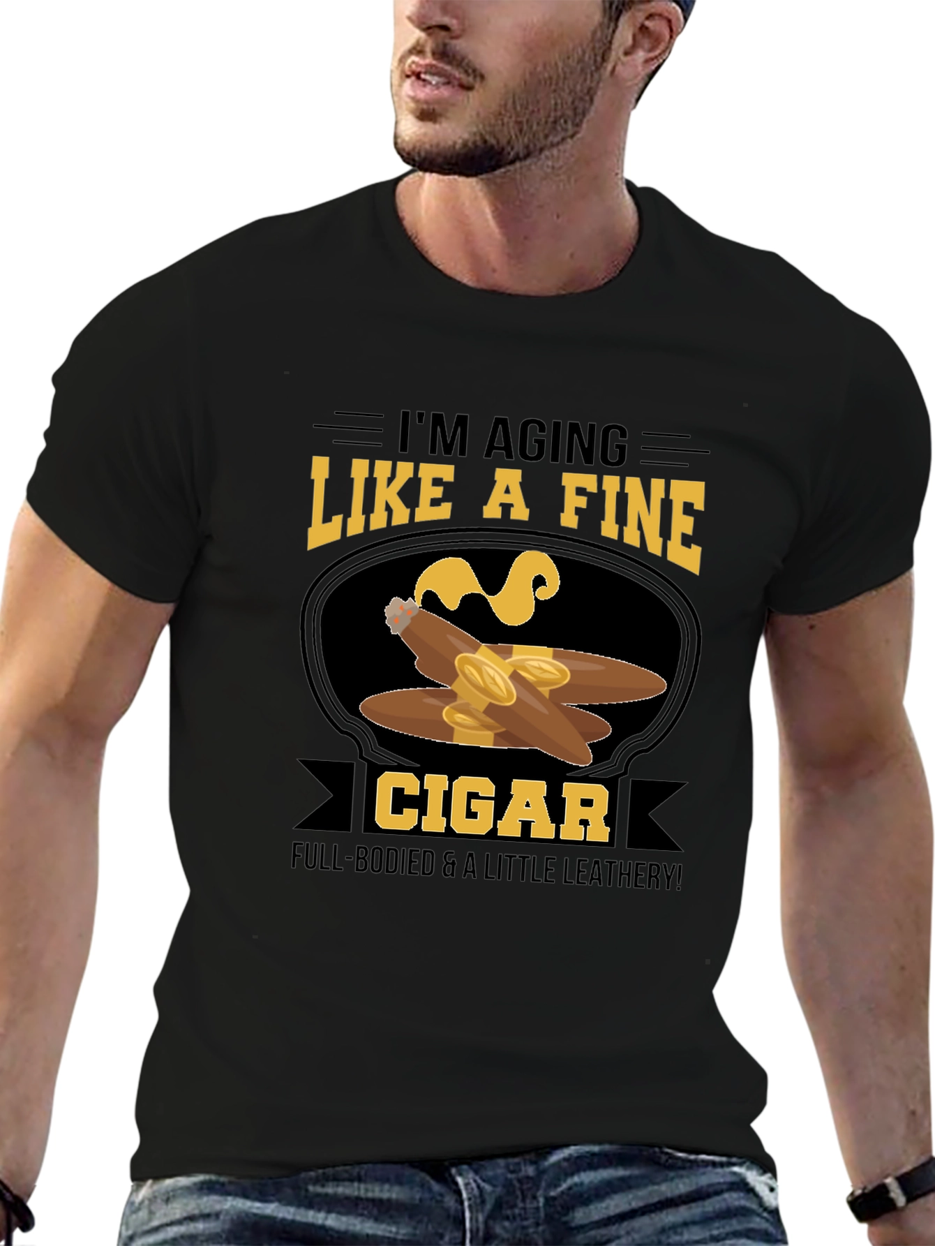 Black Aging Like a Fine Cigar T-Shirt view 6