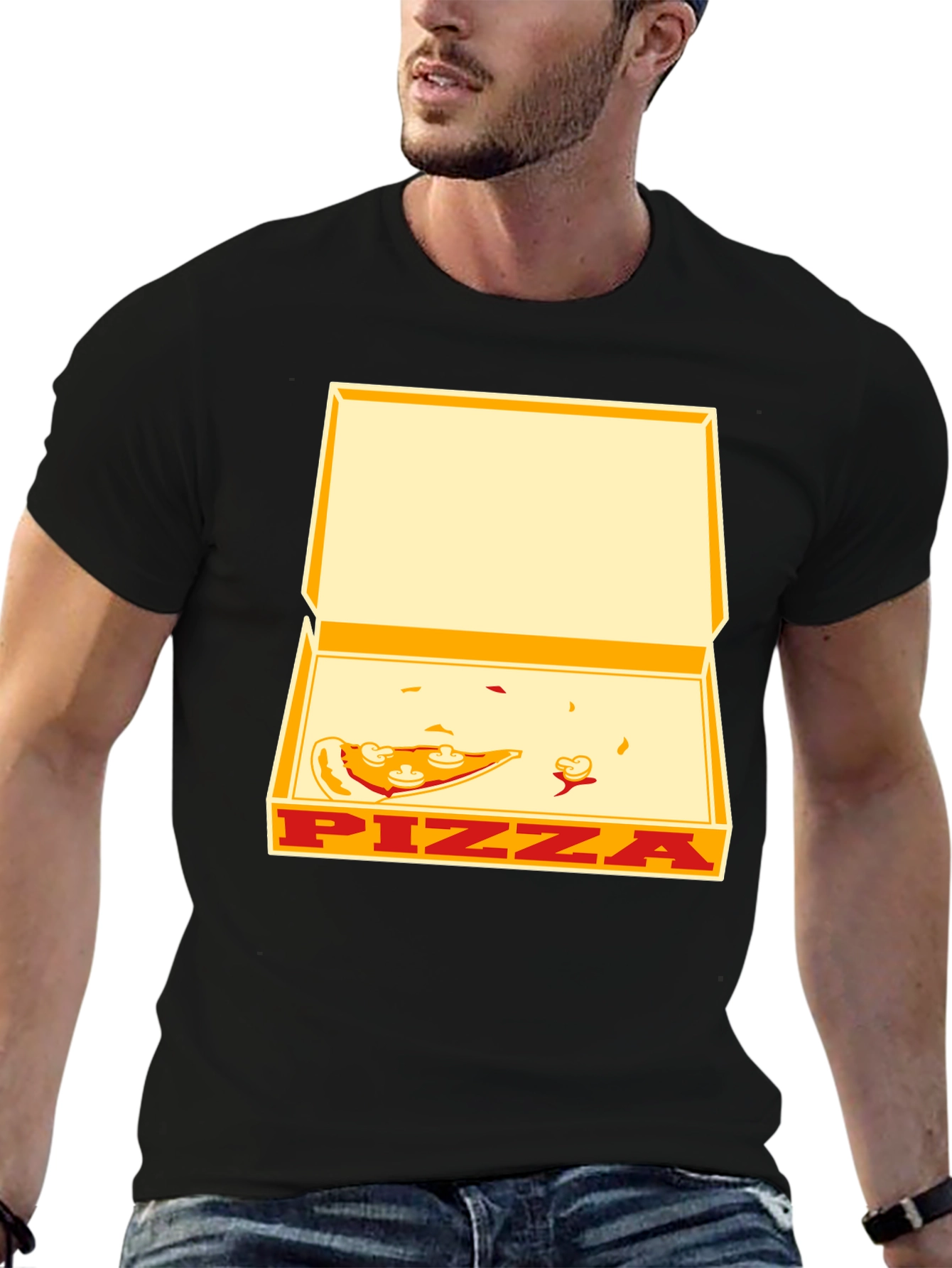 Black Pizza Box Graphic Tee - Unisex Casual T-Shirt view 6