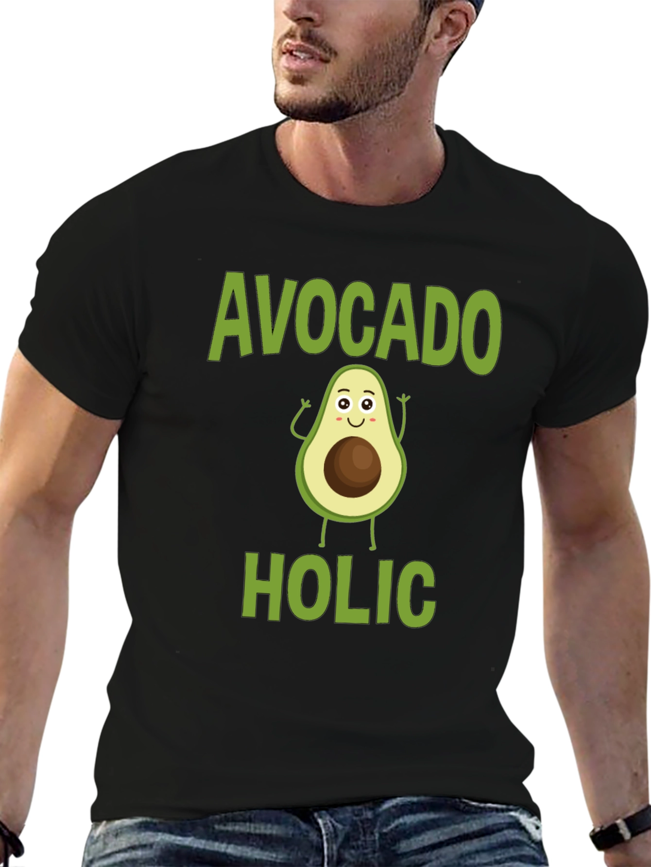 Black Avocado-holic Graphic Tee - Black Cotton T-Shirt view 6
