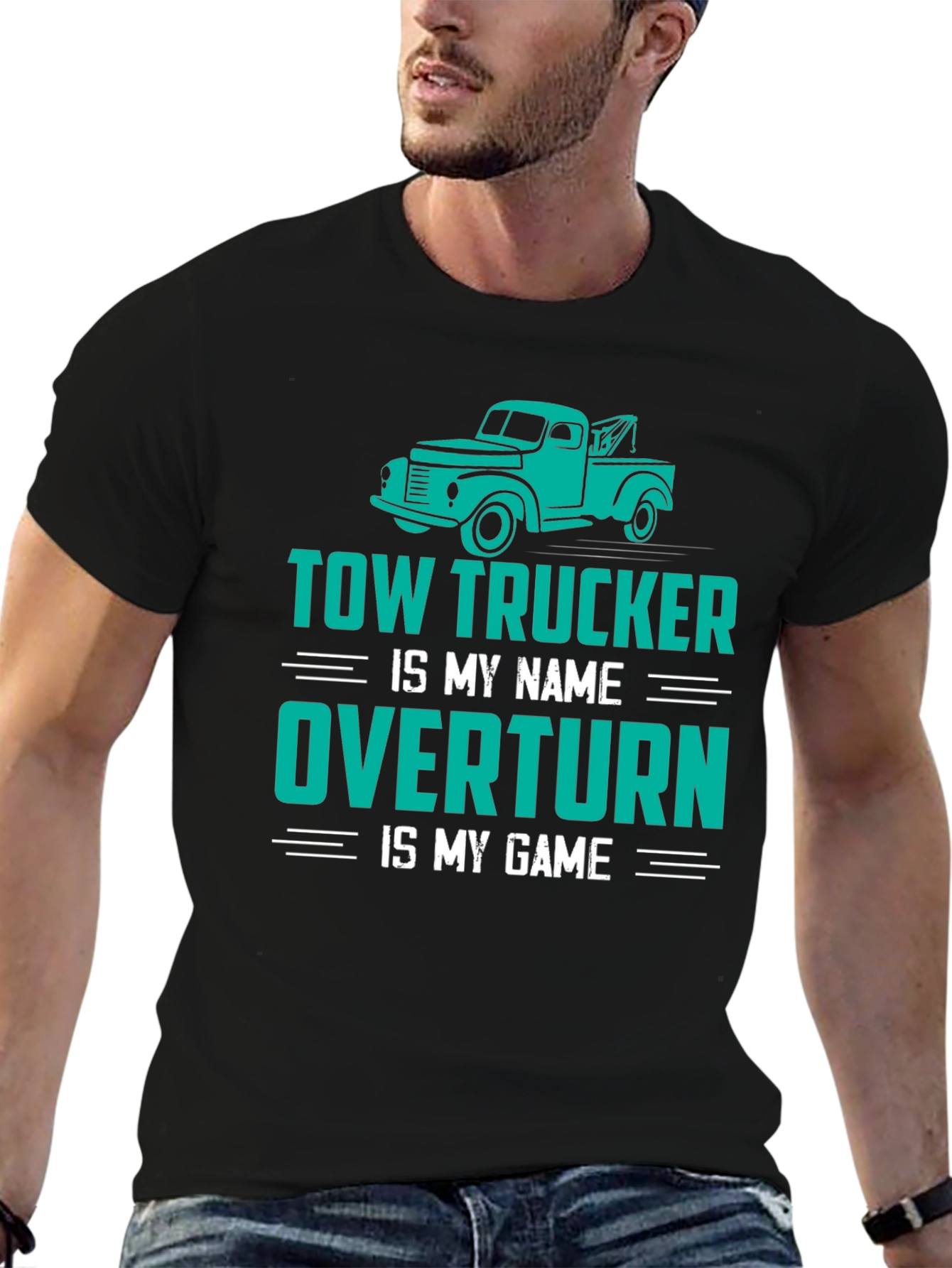 Black Tow Trucker Tee - Overtturn is My Game view 6