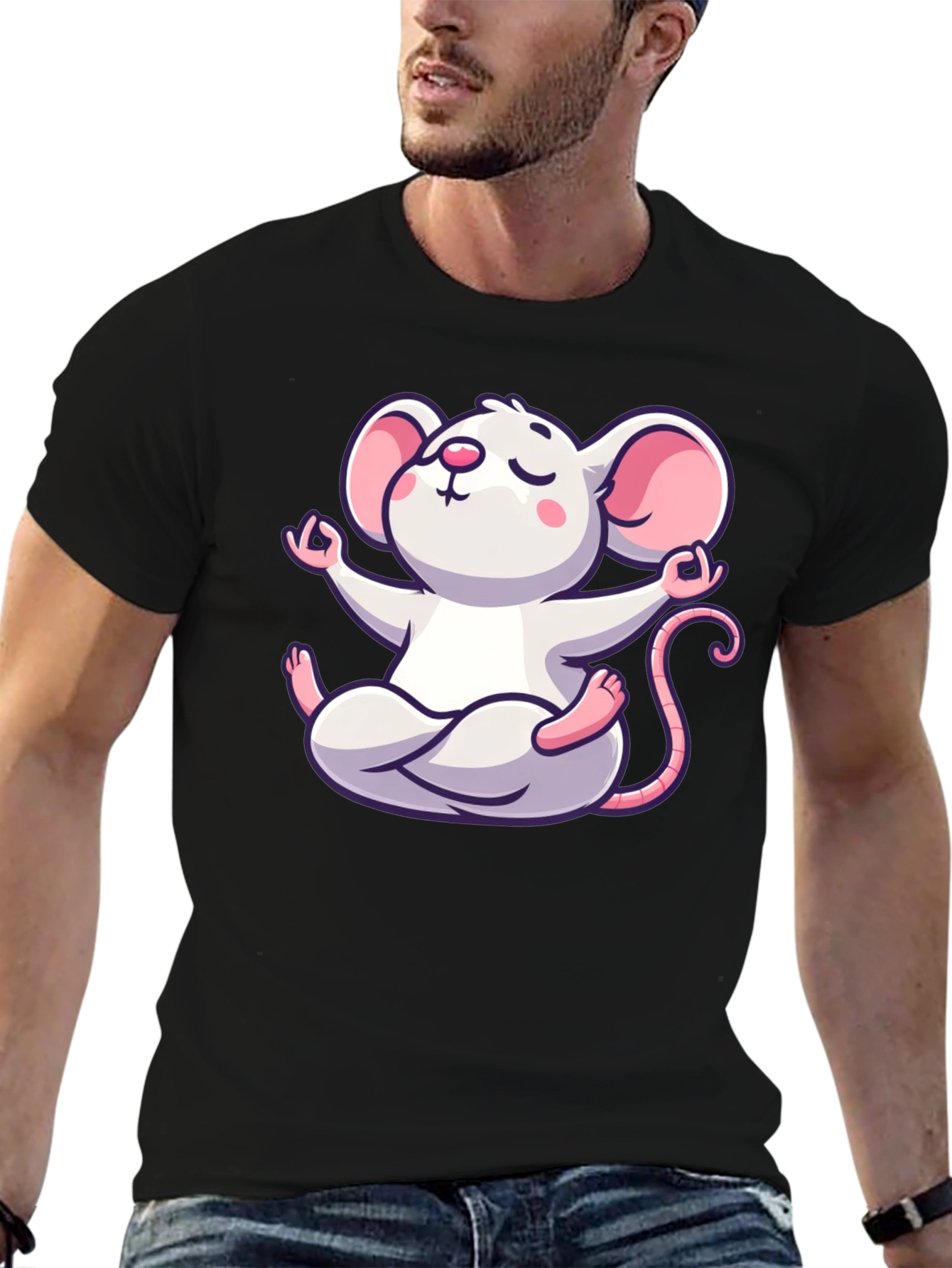 Black Zen Mouse Graphic T-Shirt view 6