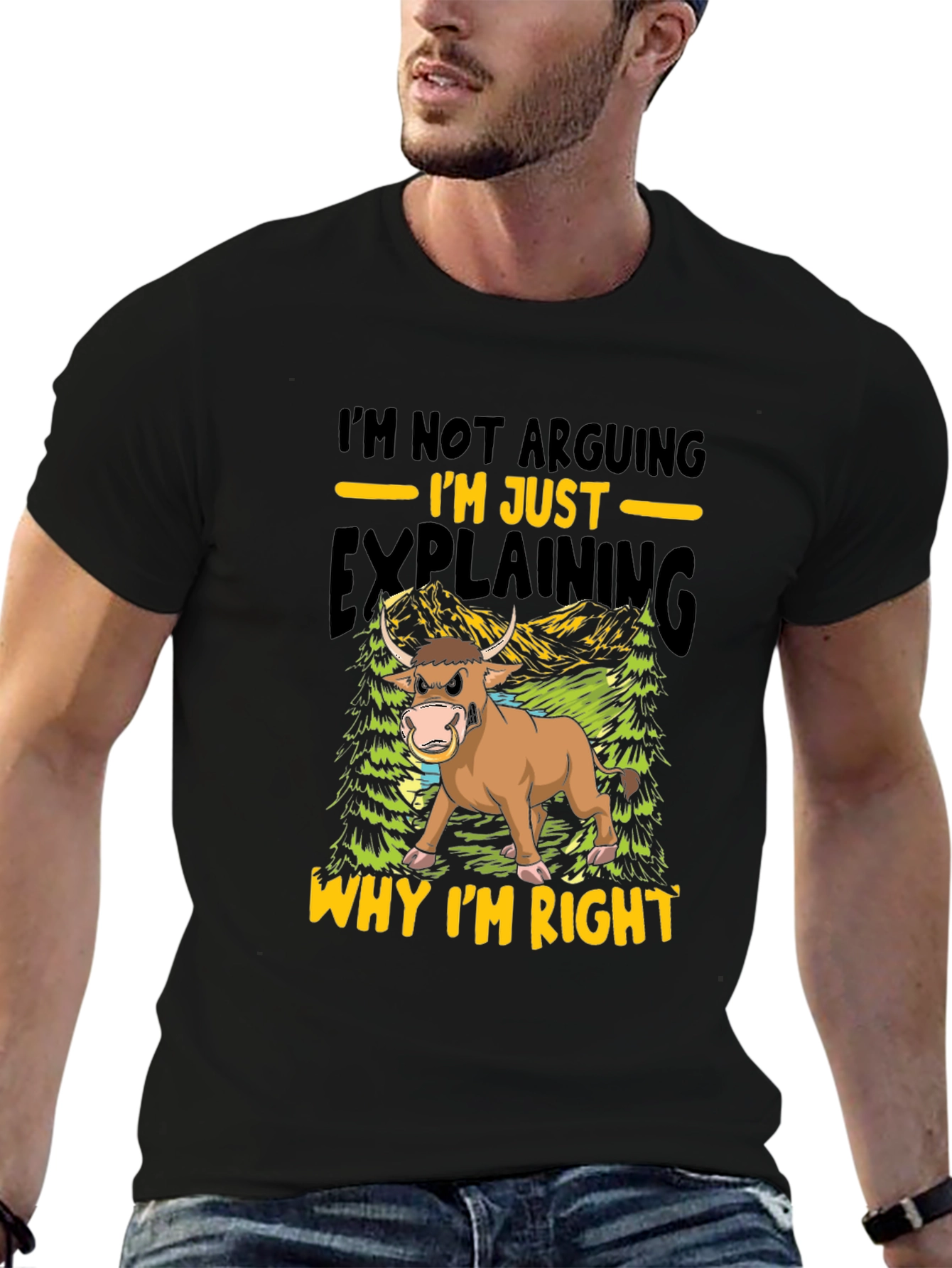 Black Funny Bull T-Shirt - I'm Not Arguing, I'm Just Explaining! view 6