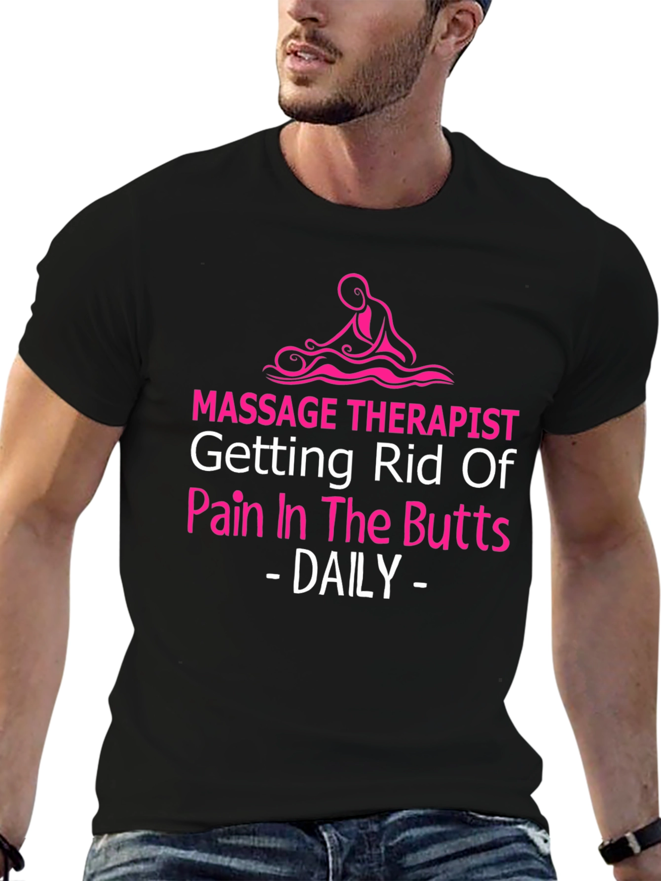 Black Massage Therapist Funny Graphic Tee view 6
