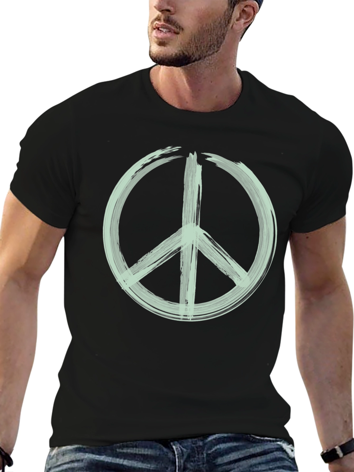 Black Peace Sign Graphic Tee - Stylish & Comfortable view 6