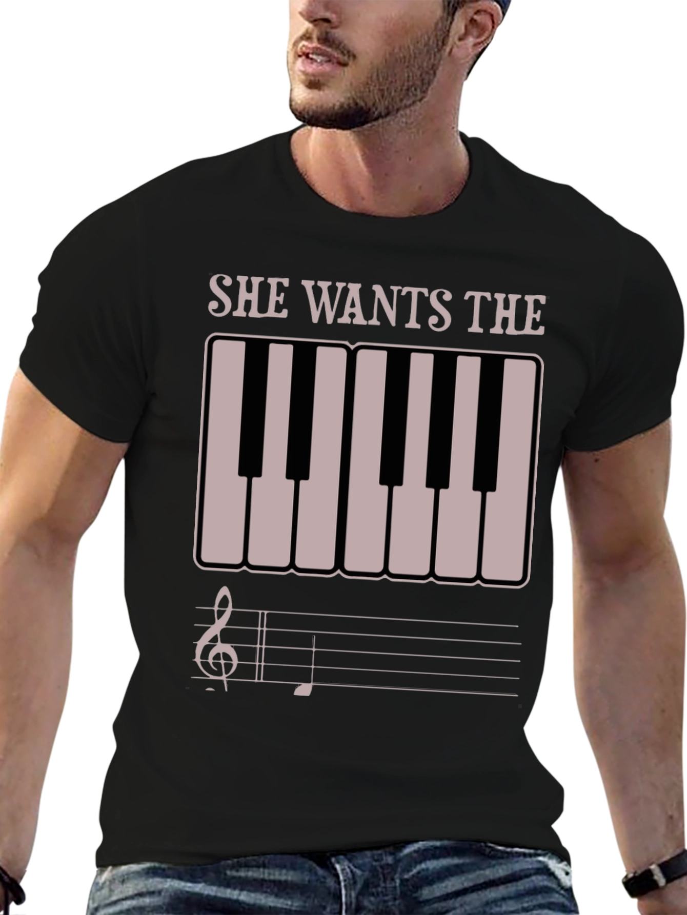 Black She Wants The D Funny Piano T-Shirt view 6