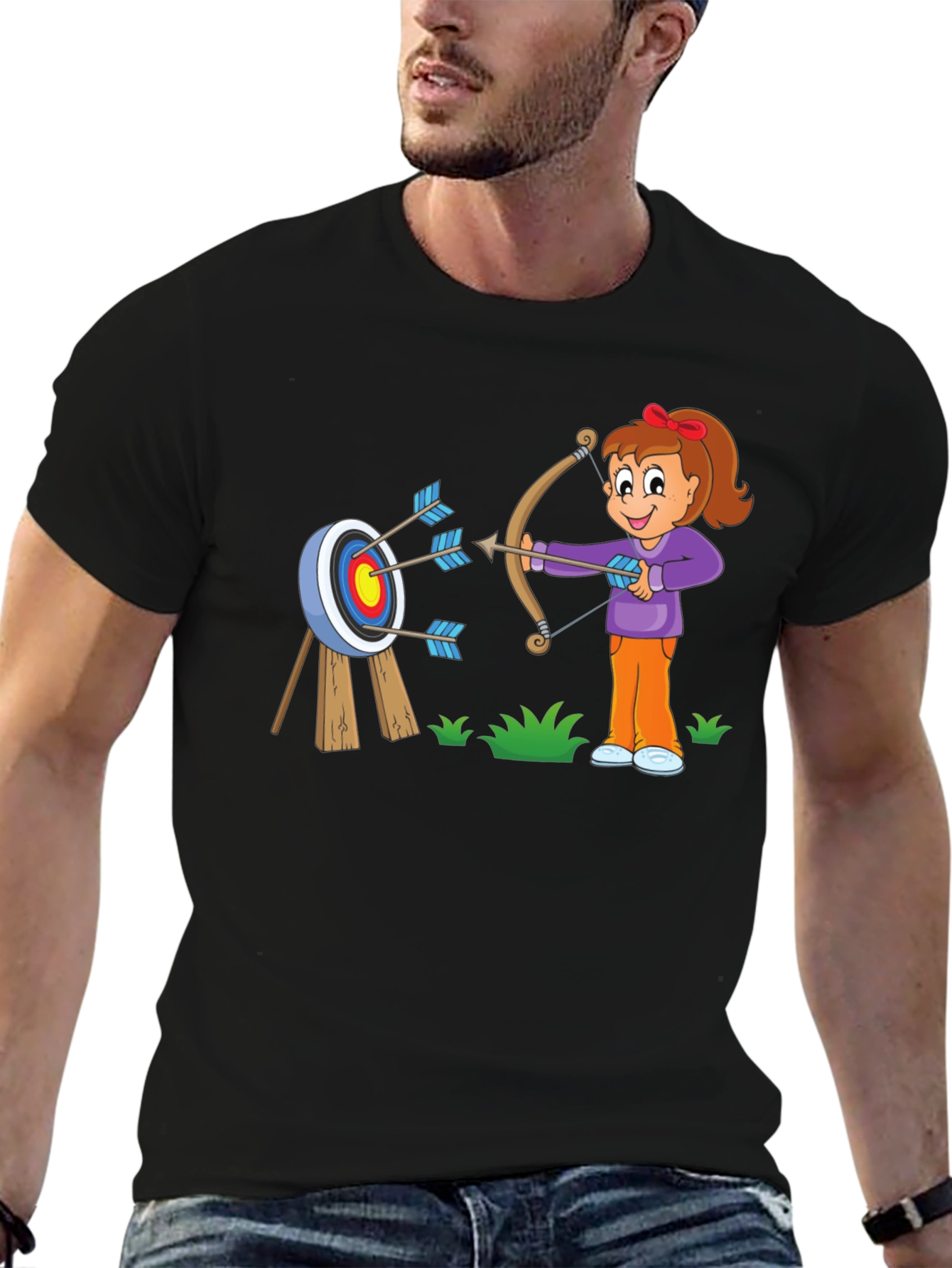 Black Archery Cartoon T-Shirt view 6